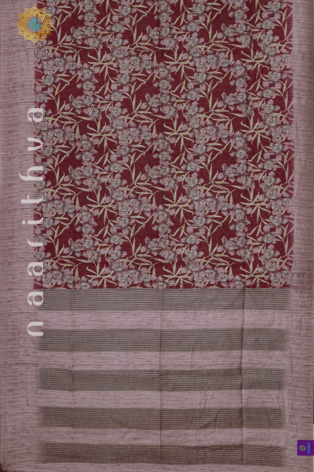 MAUVE WITH MAROON - JUTE COTTON