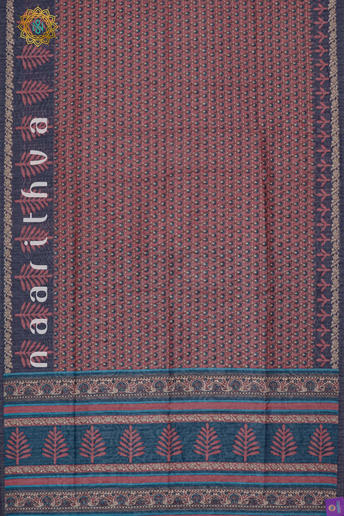 PINK WITH BLUE - CHANDERI SILK COTTON