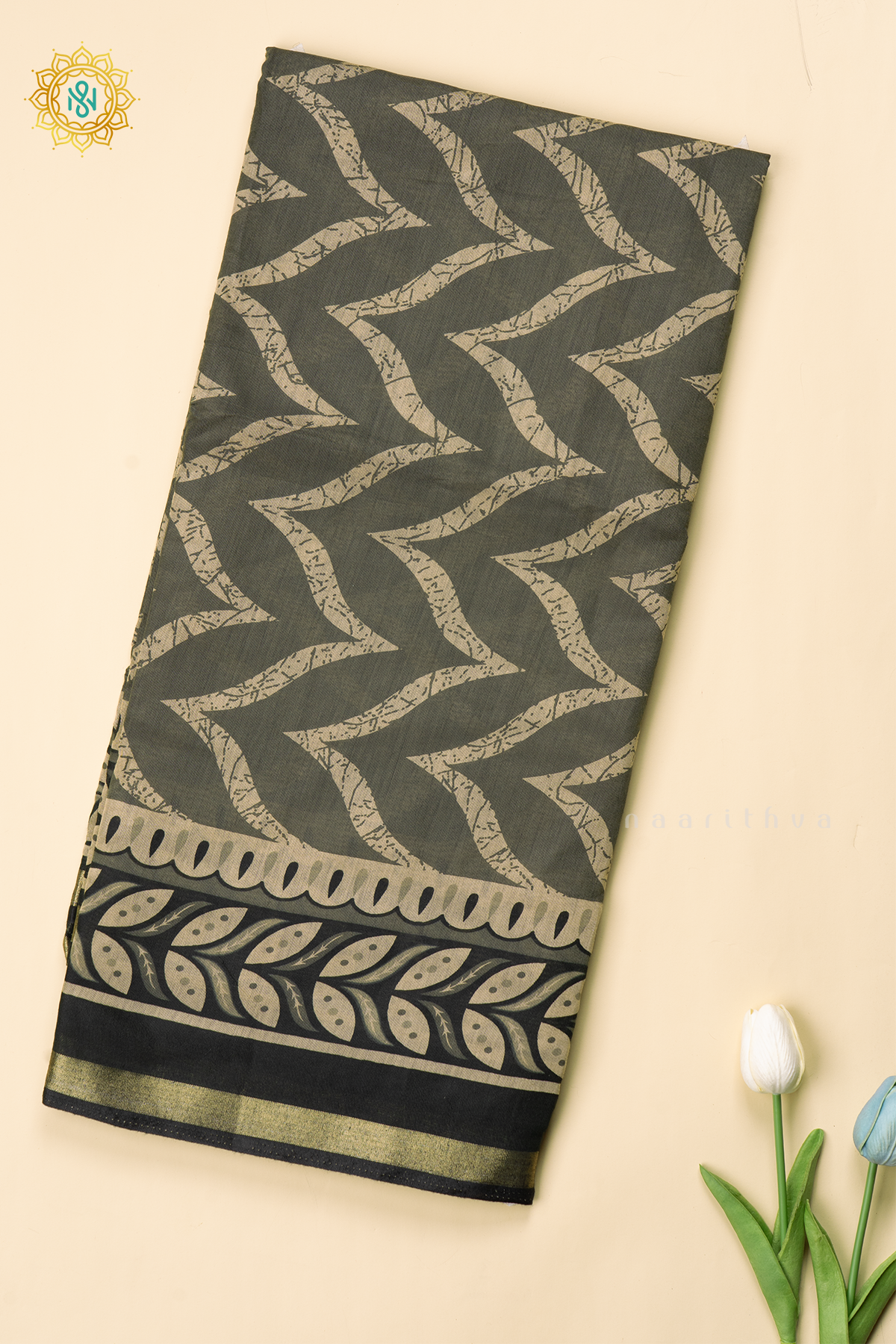 LIGHT GREEN WITH OLIVE GREEN - SOFT COTTON