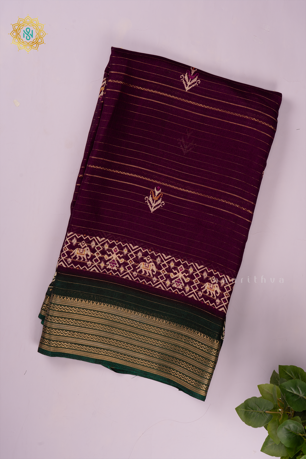 WINE WITH BOTTLE GREEN - SEMI GEORGETTE