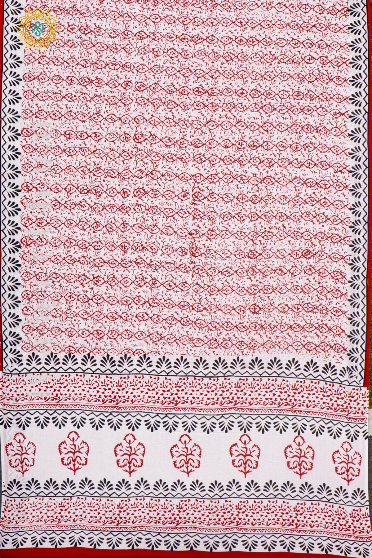 WHITE WITH RED - MUL COTTON