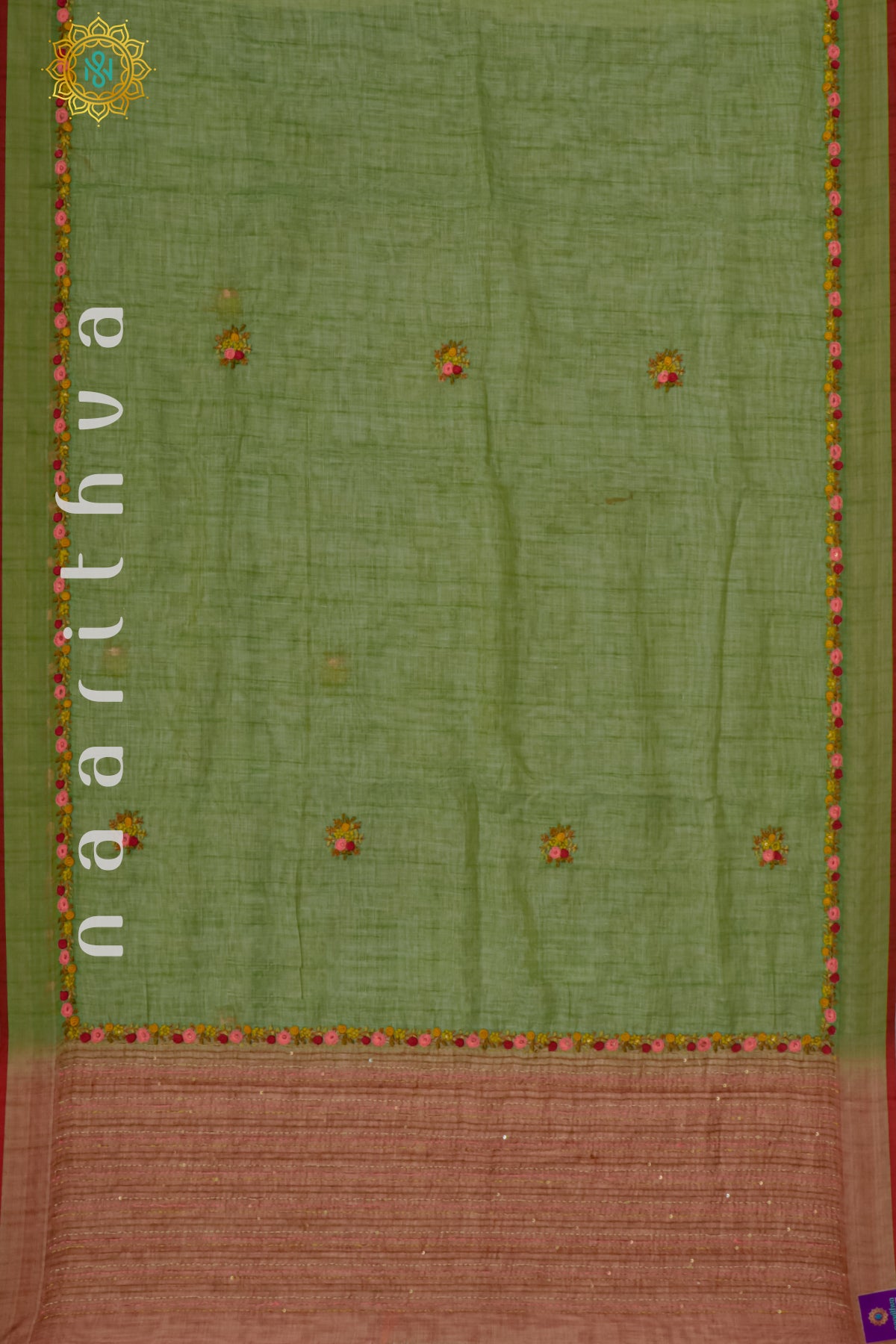 GREEN WITH RED - LINEN TISSUE