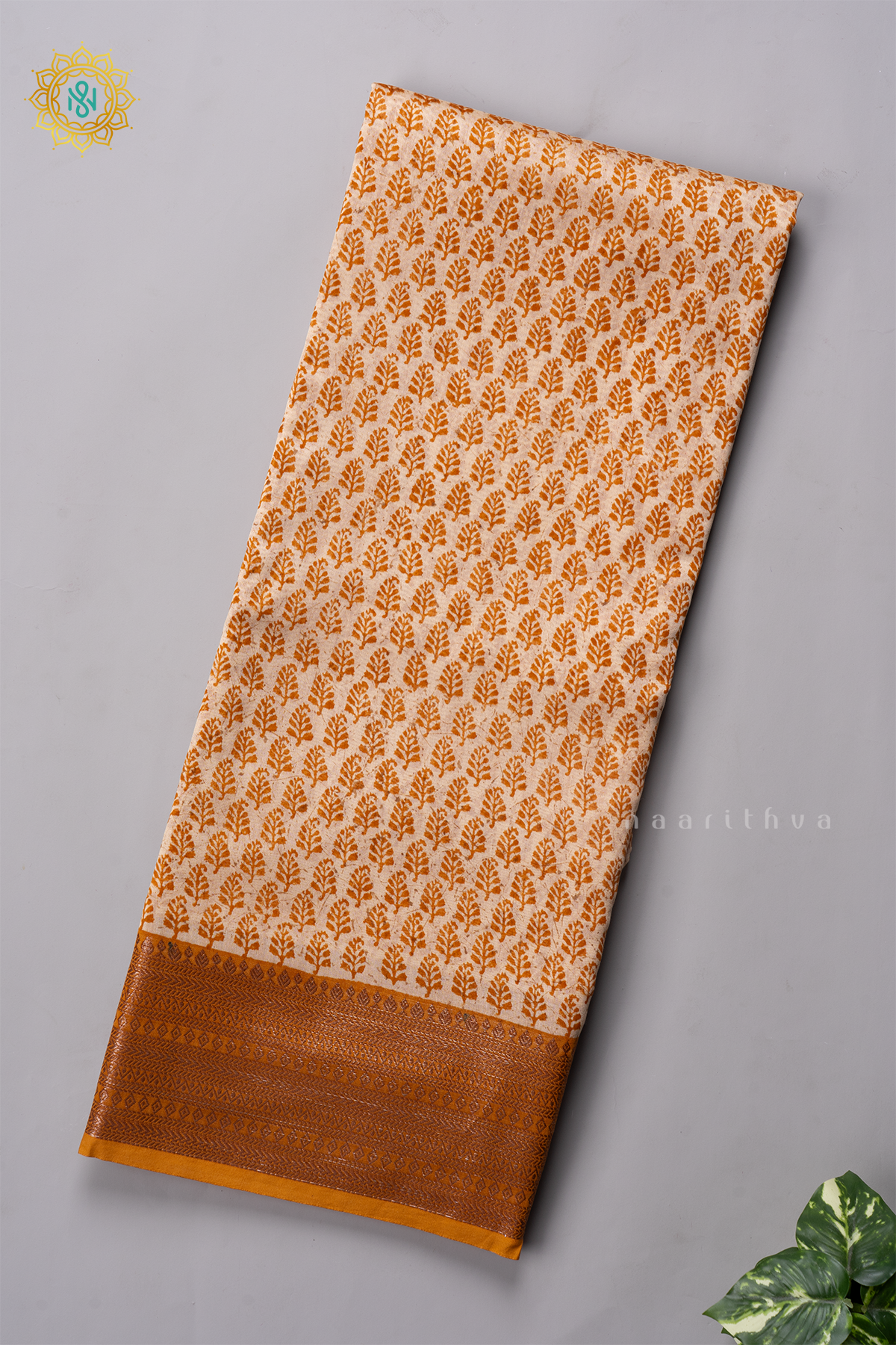 YELLOW WITH RED - CHANDERI SILK COTTON