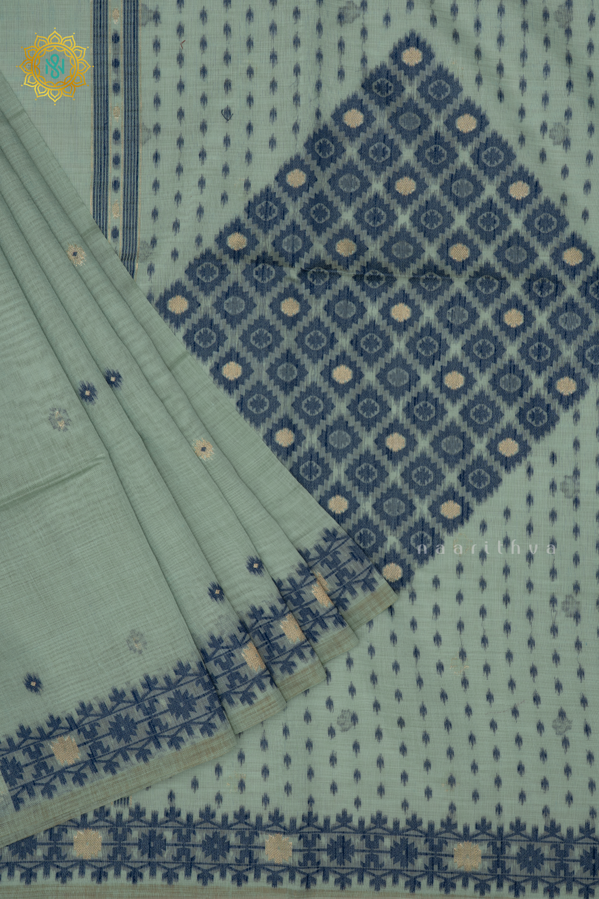 PISTA GREEN WITH BLUE - MOONGA COTTON