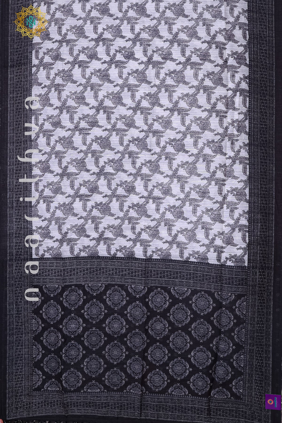 WHITE WITH BLACK - JUTE COTTON