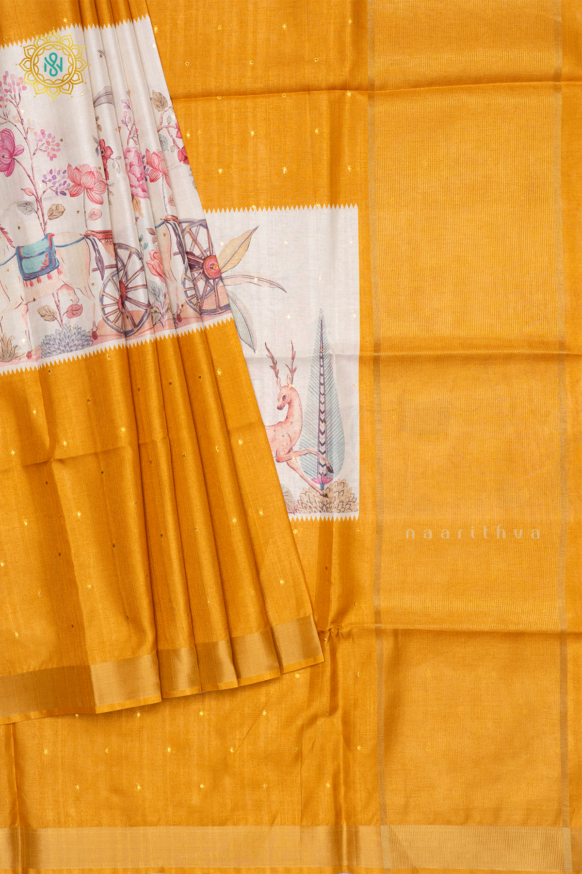 OFF WHITE WITH YELLOW - SEMI TUSSAR