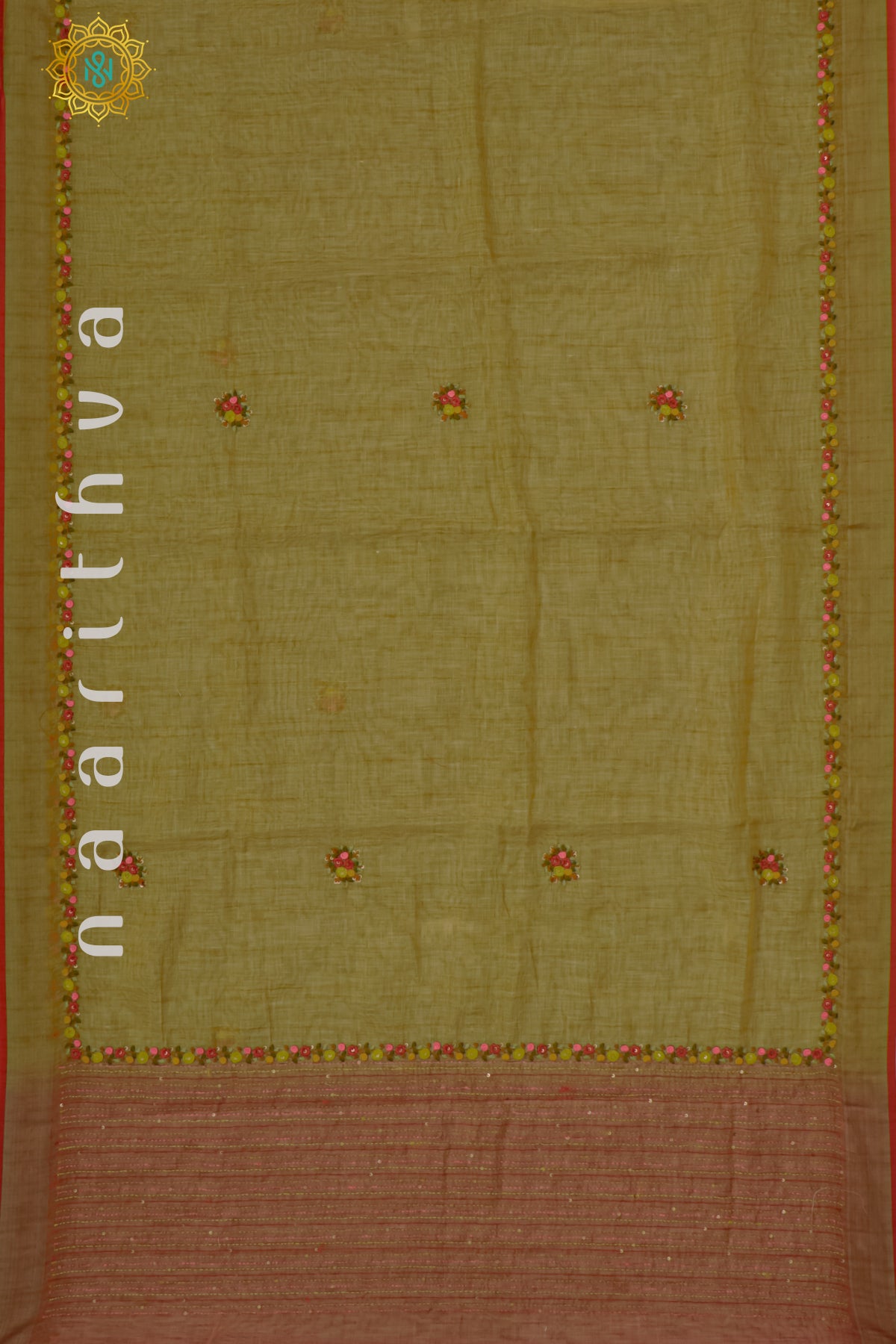 MUSTARD WITH REDDISH PINK - LINEN TISSUE