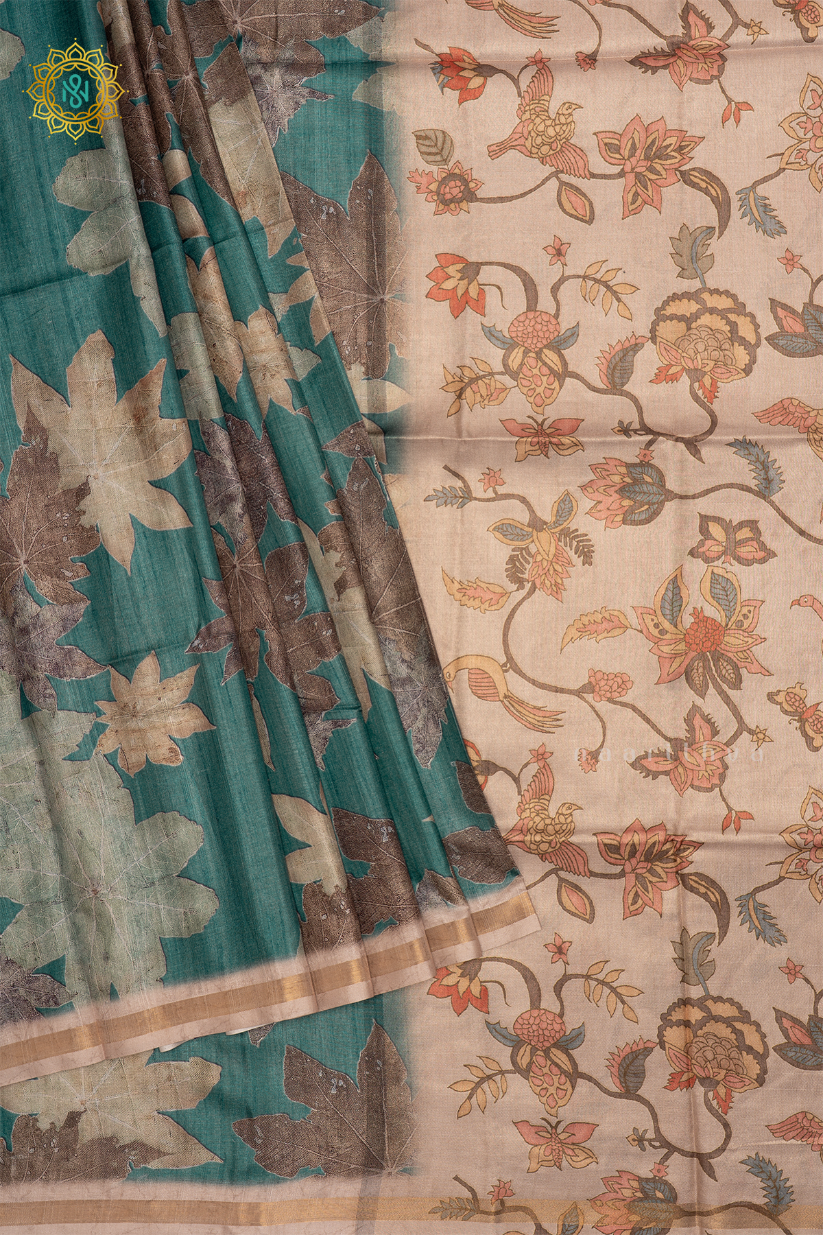 AQUA GREEN - SEMI KOTHA CREPE
