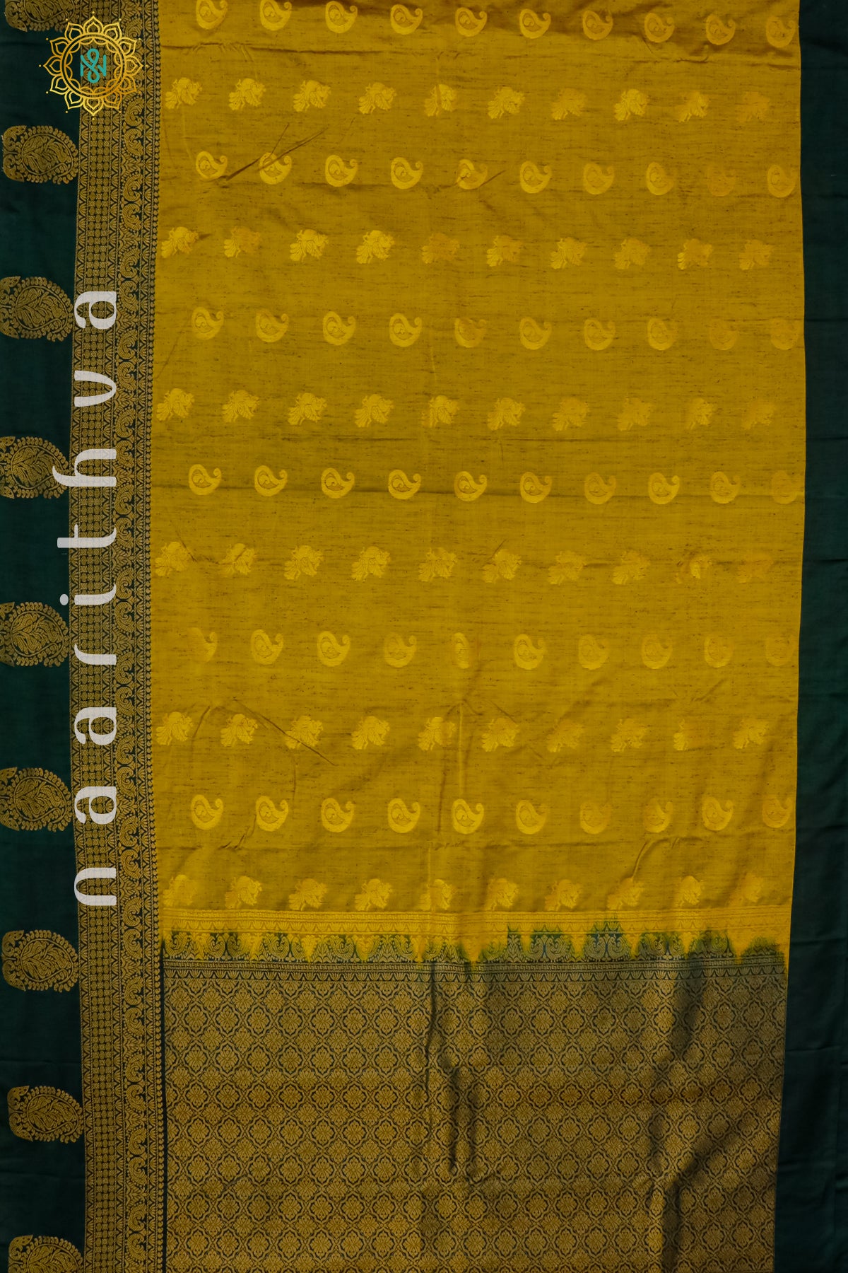 YELLOW WITH BOTTLE GREEN - SEMI KANCHI