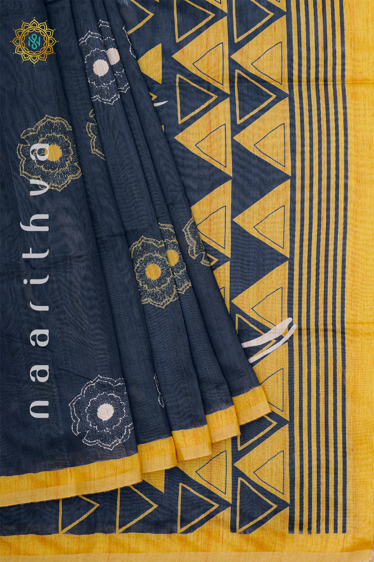 BLUE WITH YELLOW - SEMI TUSSAR