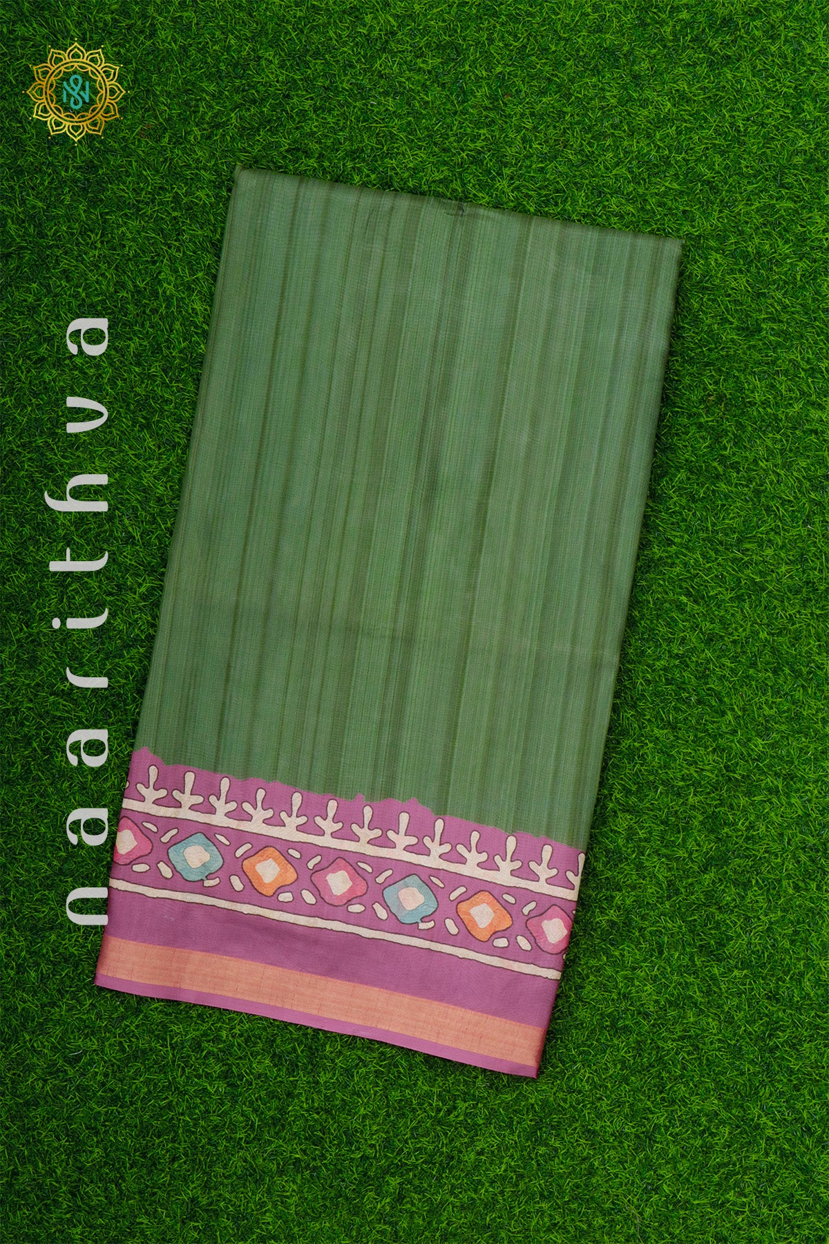 GREEN WITH PINK - DOLA SILK