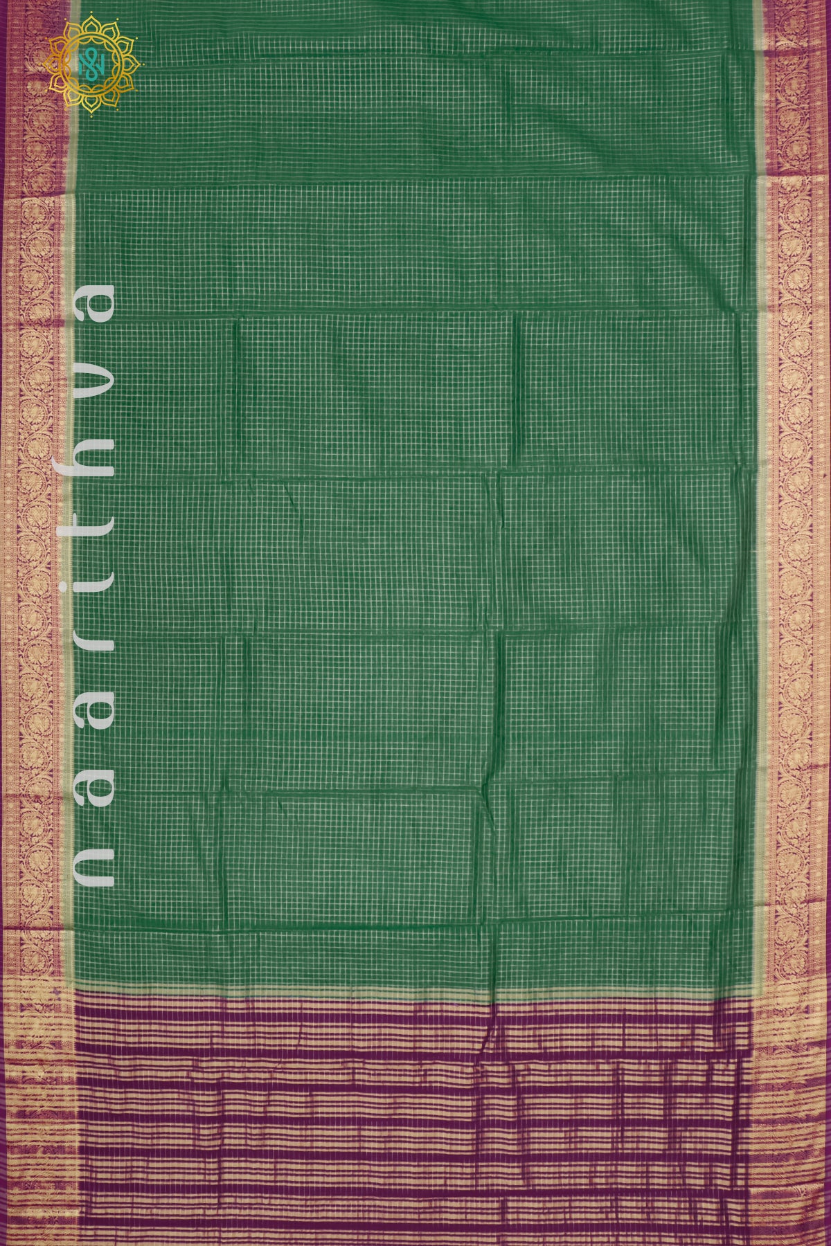 GREEN WITH PURPLE - SEMI CHIFFON GEORGETTE