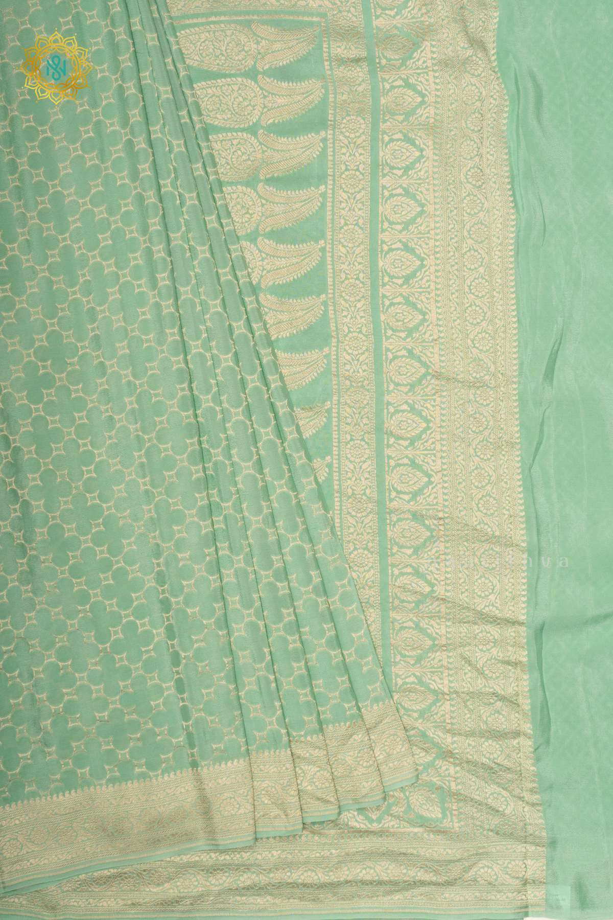 AQUA GREEN - PURE BANARASI CREPE SILK