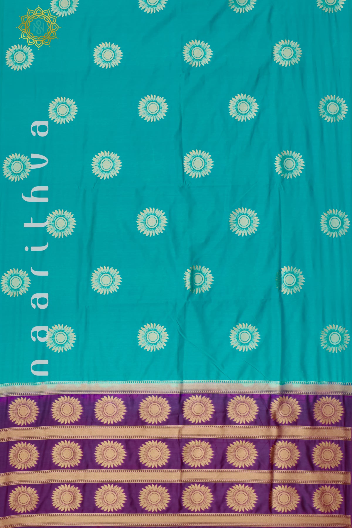 SKY BLUE WITH MAGENTA - SILK COTTON