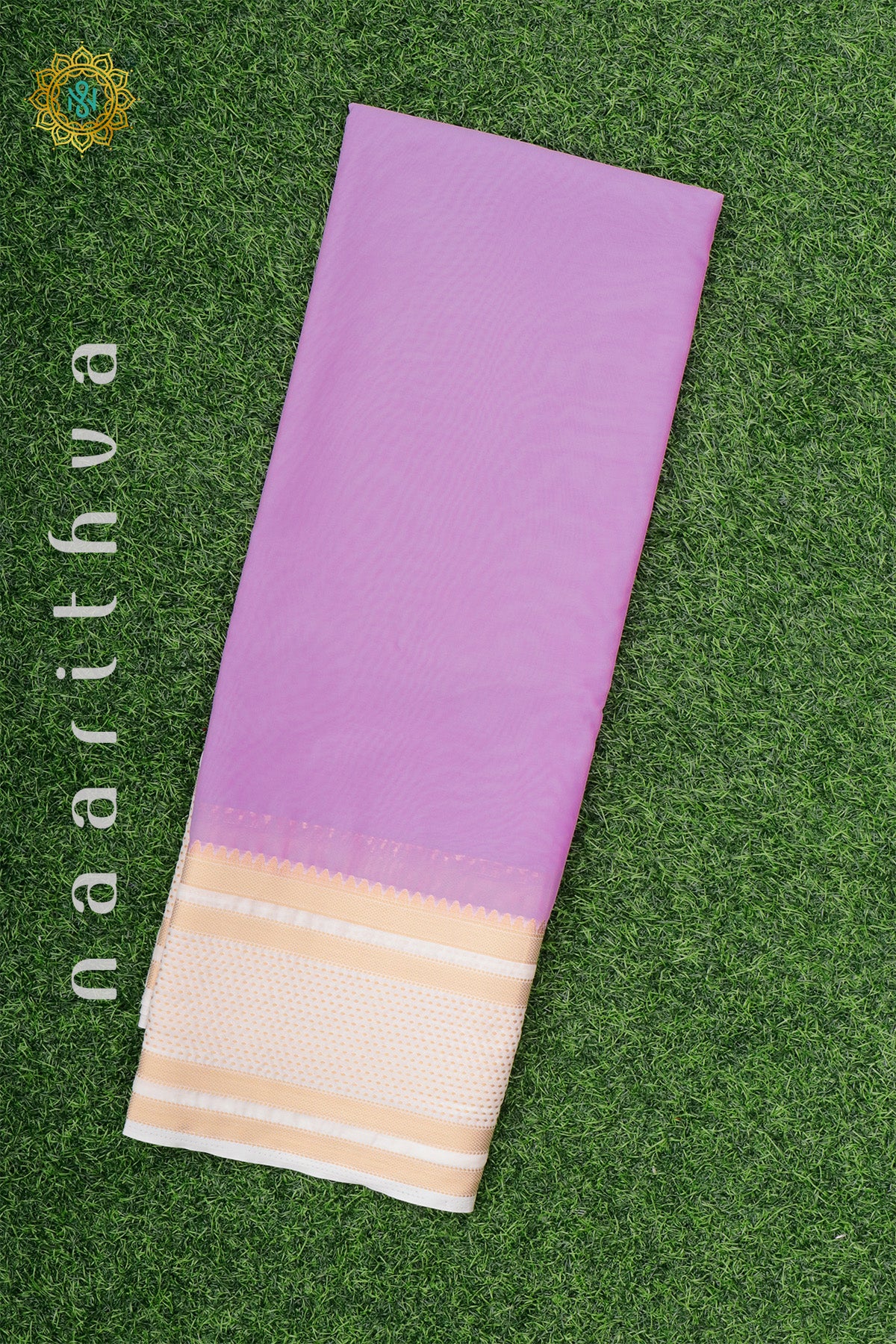 LAVENDER WITH WHITE - SEMI MYSORE CREPE SILK