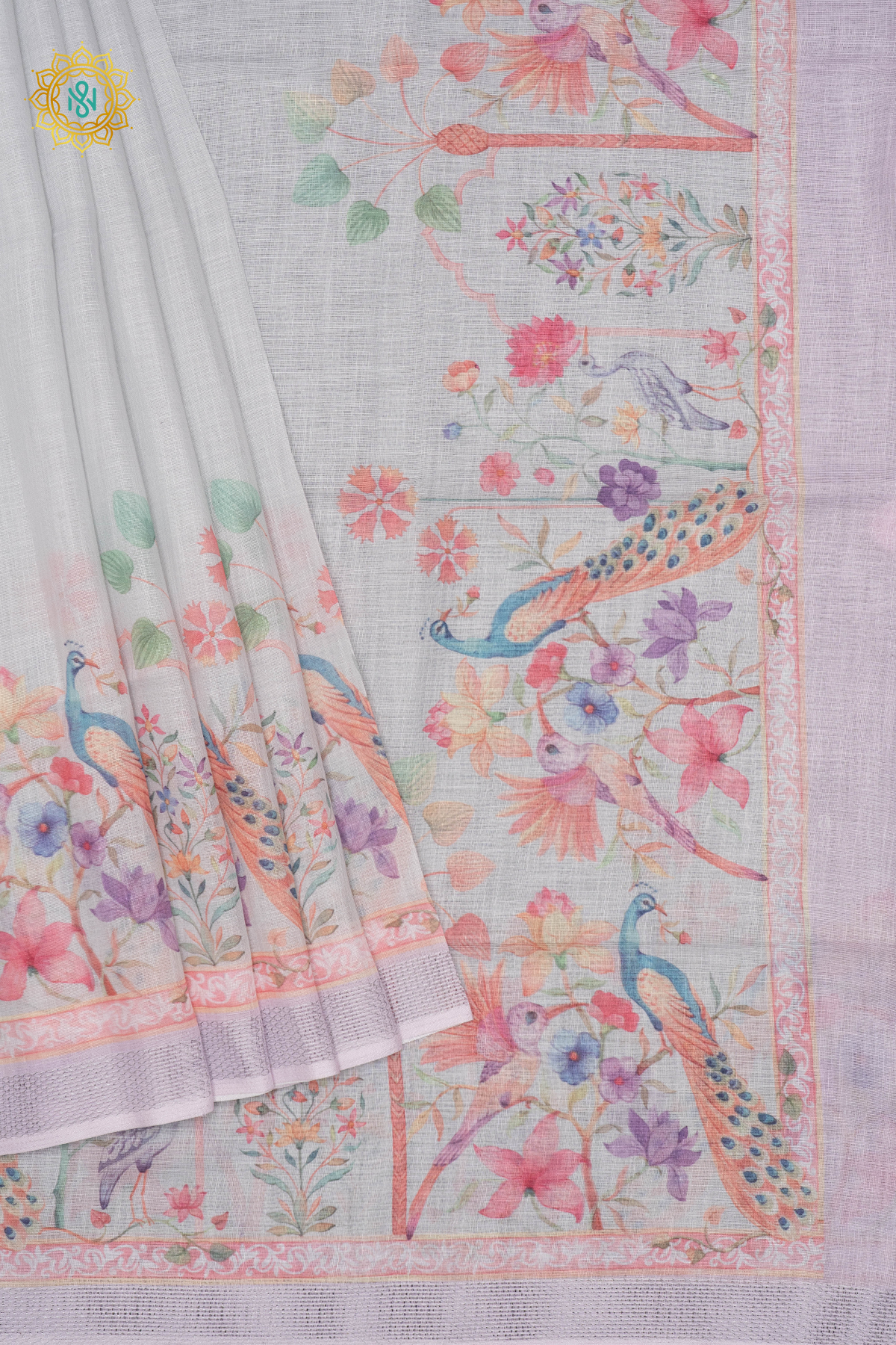 WHITE WITH LIGHT PINK - LINEN BY COTTON
