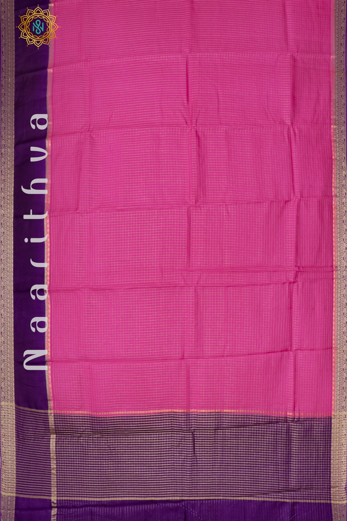 PINK WITH BLUE - SEMI MYSORE CREPE SILK