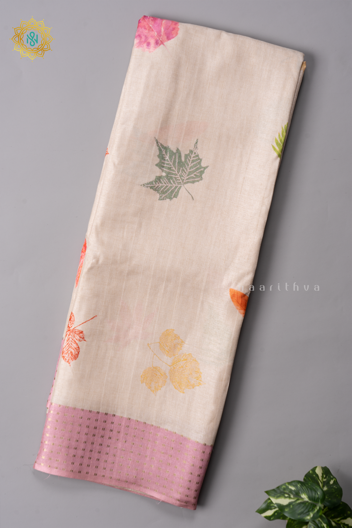 OFF WHITE WITH PEACHISH PINK - KOTHA TUSSAR