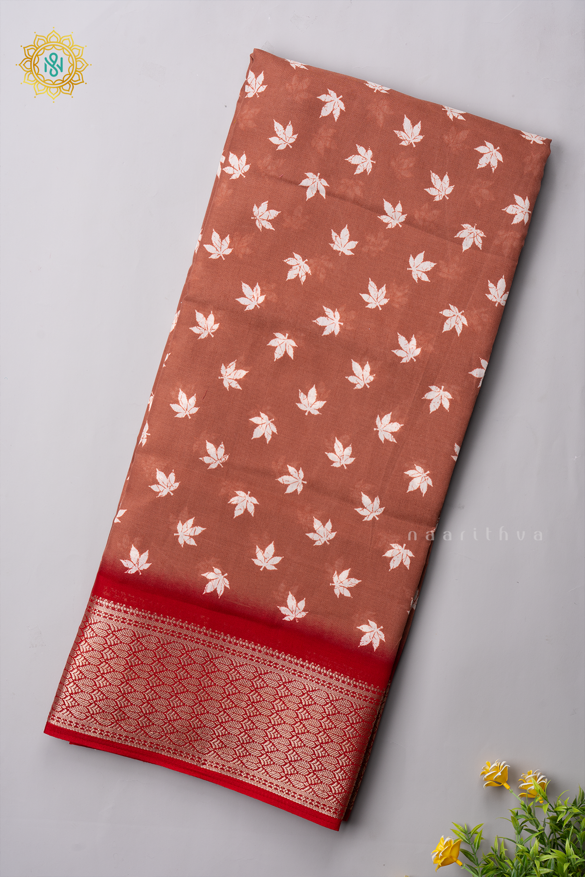 MAUVE WITH RED - SOFT COTTON