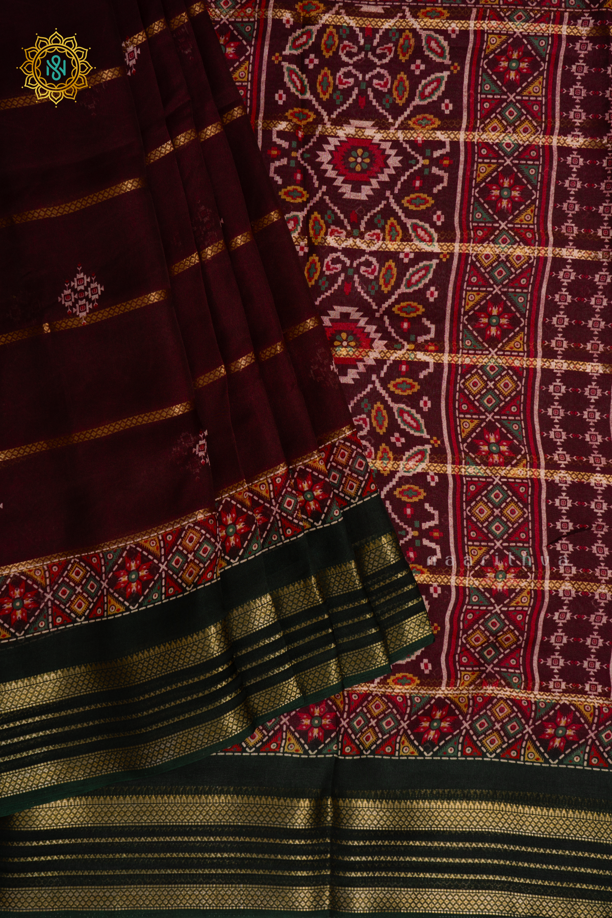 WINE WITH GREEN - SEMI GEORGETTE