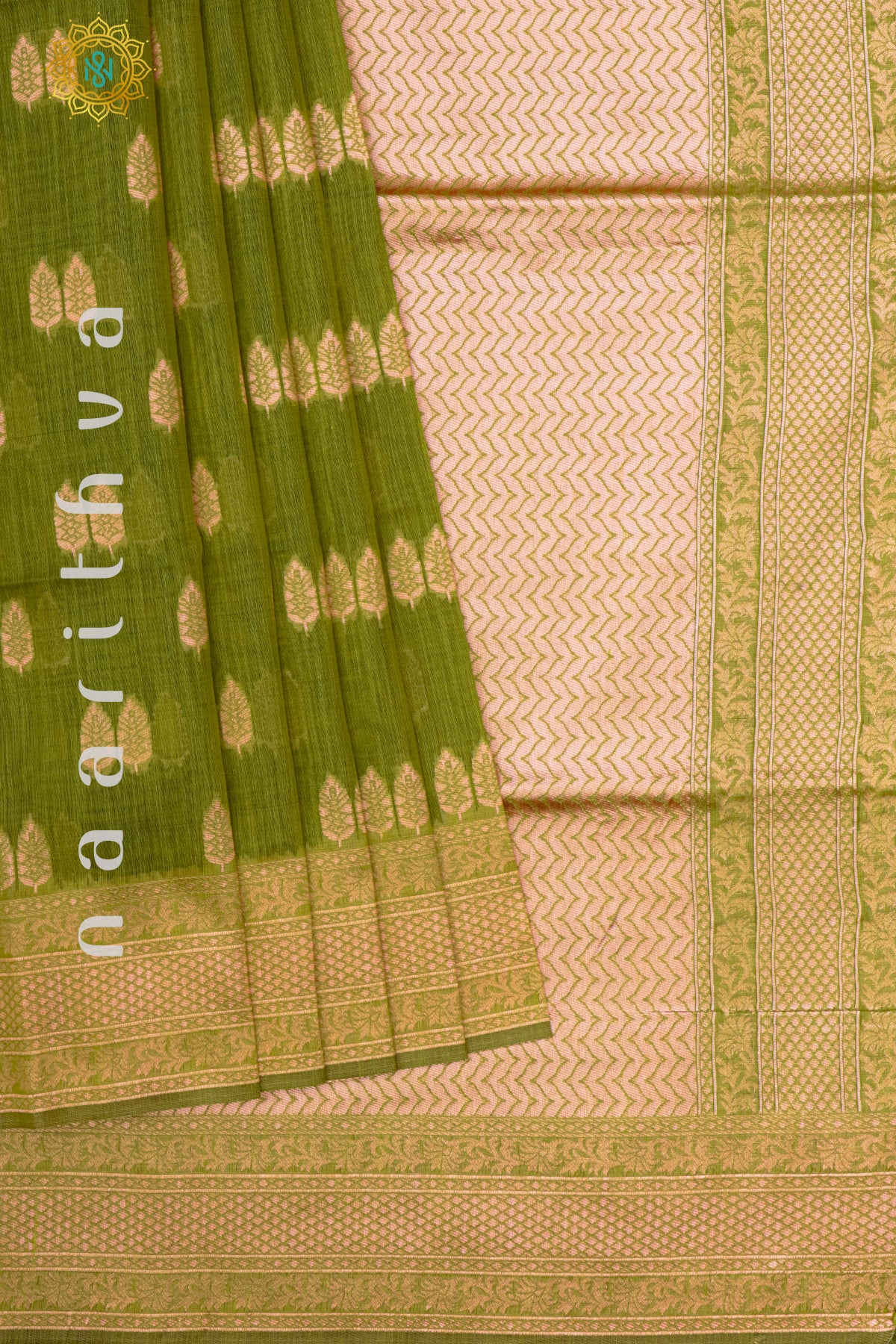 PARROT GREEN - SEMI RAW SILK