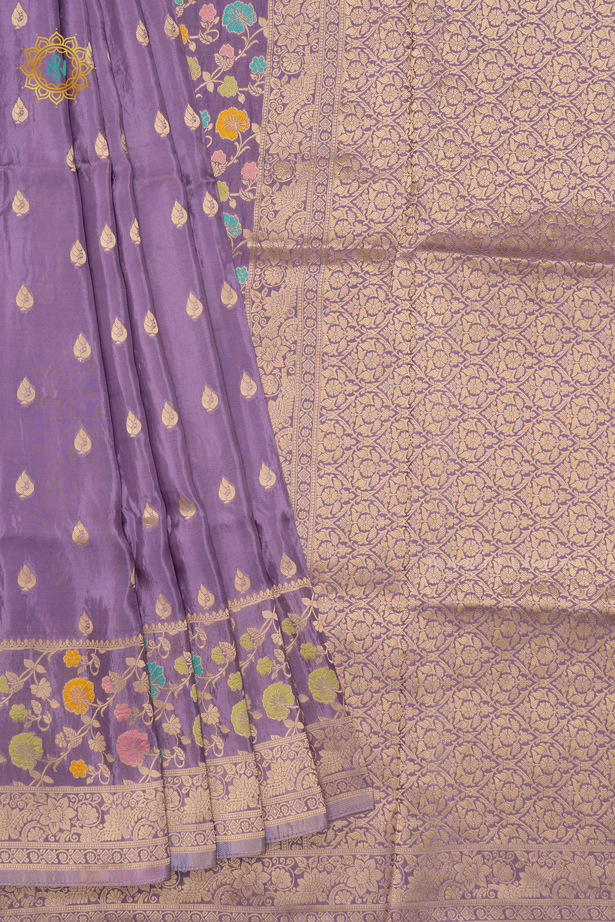 LAVENDER WITH PURPLE - SATIN CREPE