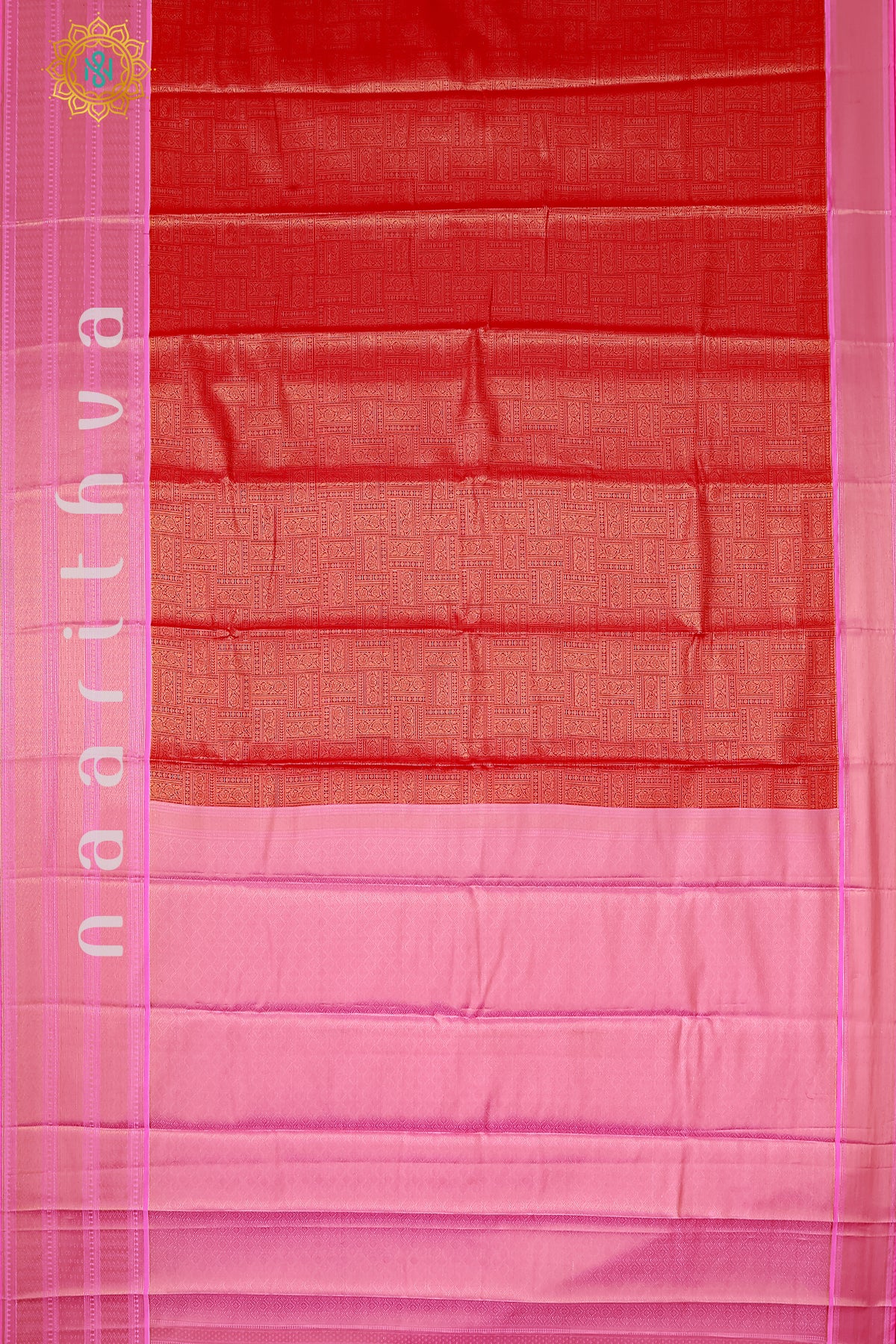 RED WITH LIGHT PINK - SEMI KANCHI