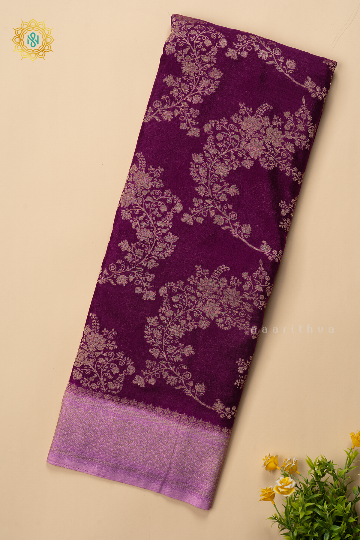 WINE WITH LAVENDER - SEMI CREPE GEORGETTE