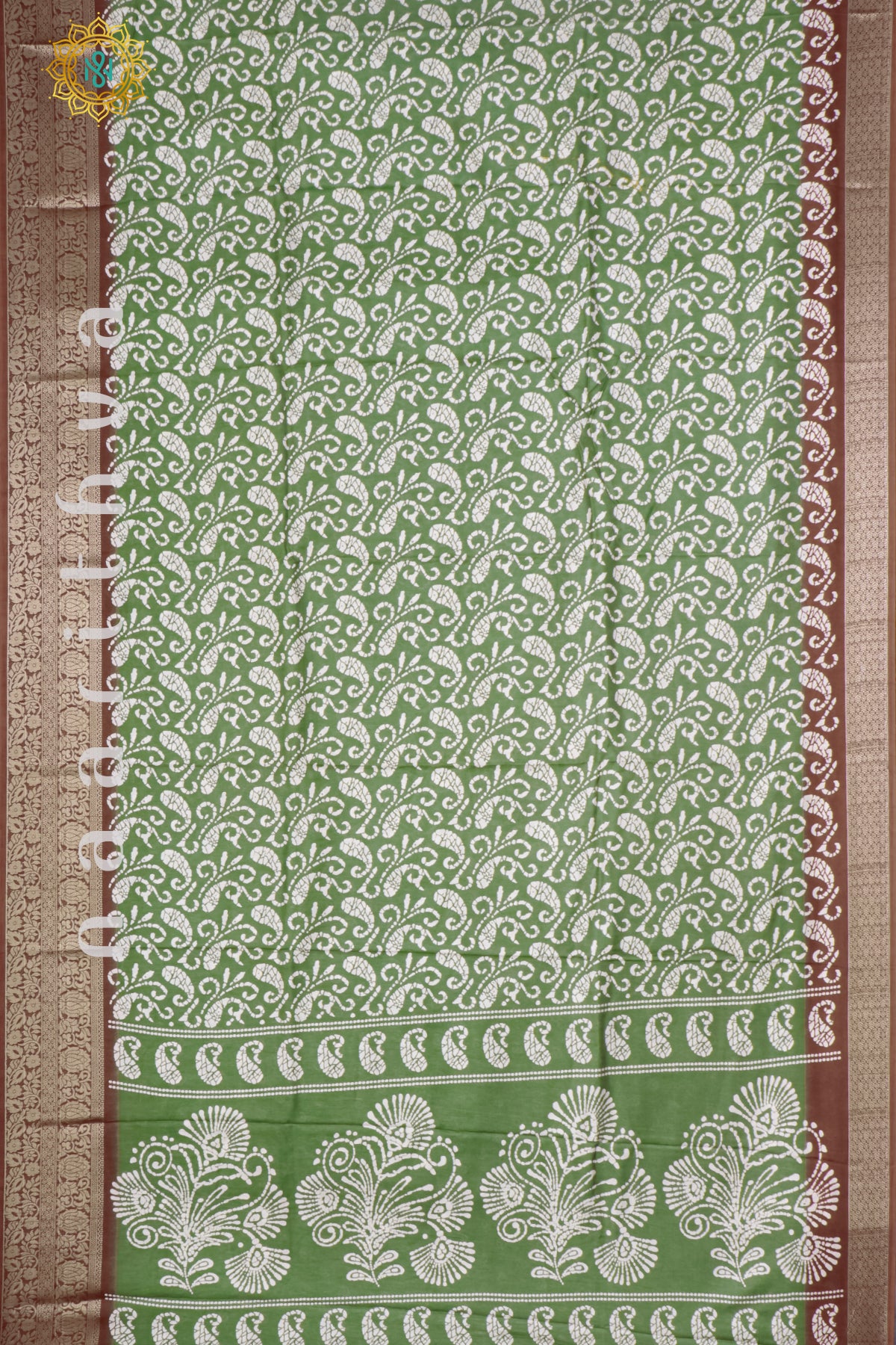 GREEN WITH BROWN - DOLA SILK