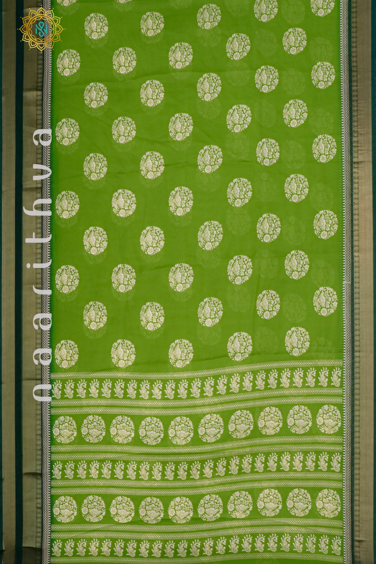 PARROT GREEN WITH BOTTLE GREEN - SEMI GEORGETTE