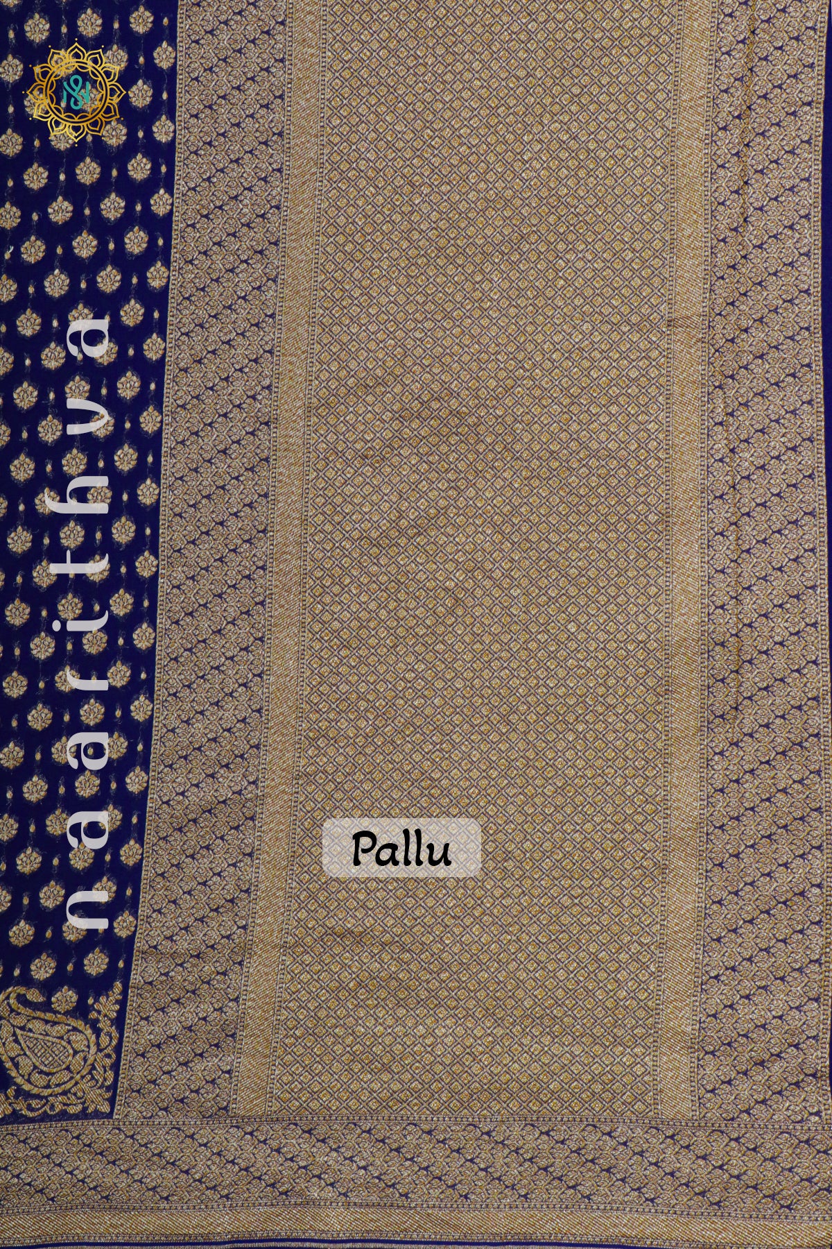 NAVY BLUE - PURE BANARASI KHADDI GEORGETTE