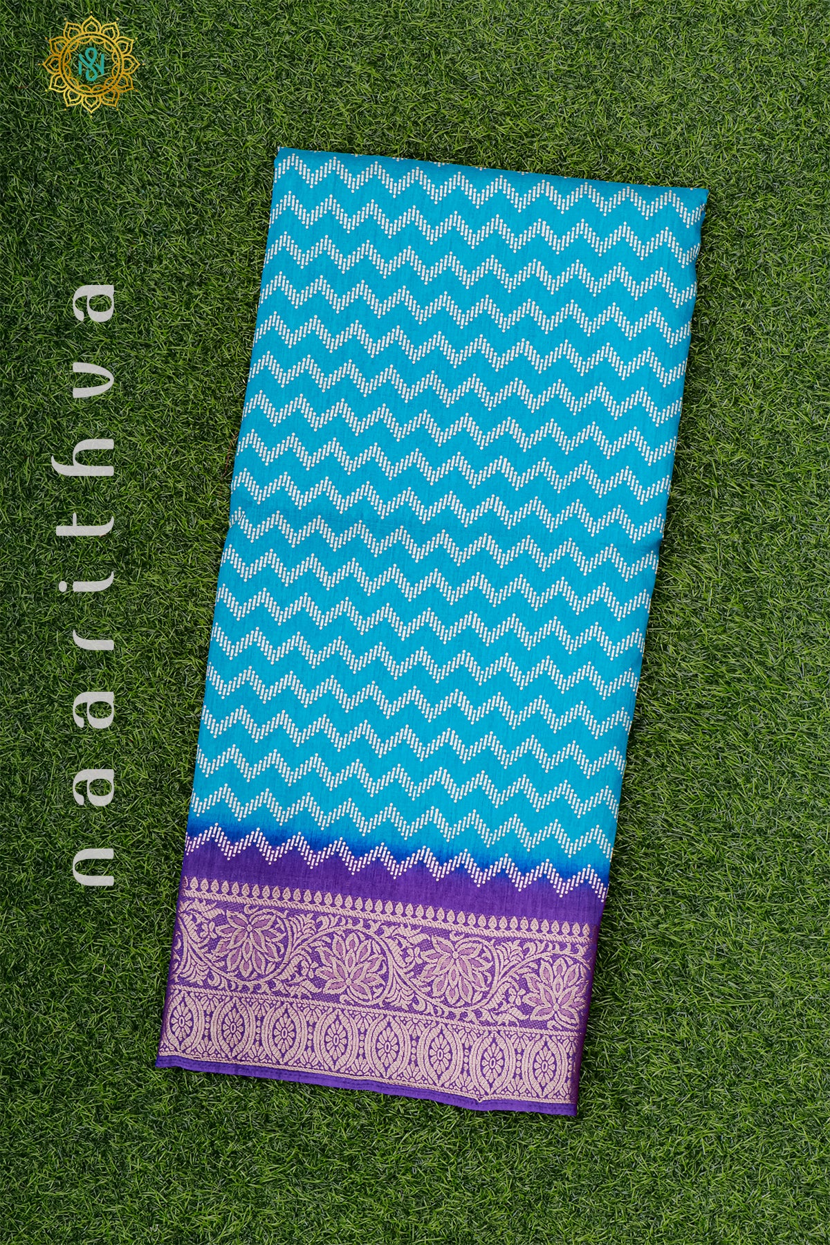 SKY BLUE WITH PURPLE - DOLA SILK