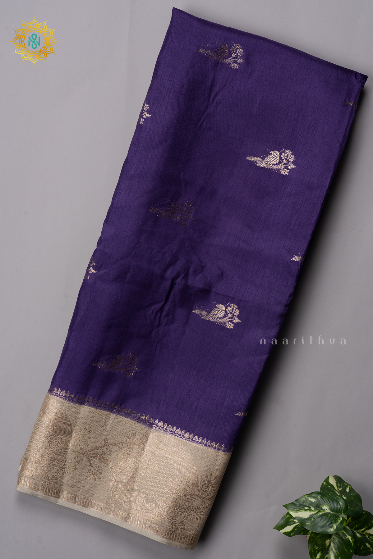 PURPLE WITH OFF WHITE - DOLA SILK