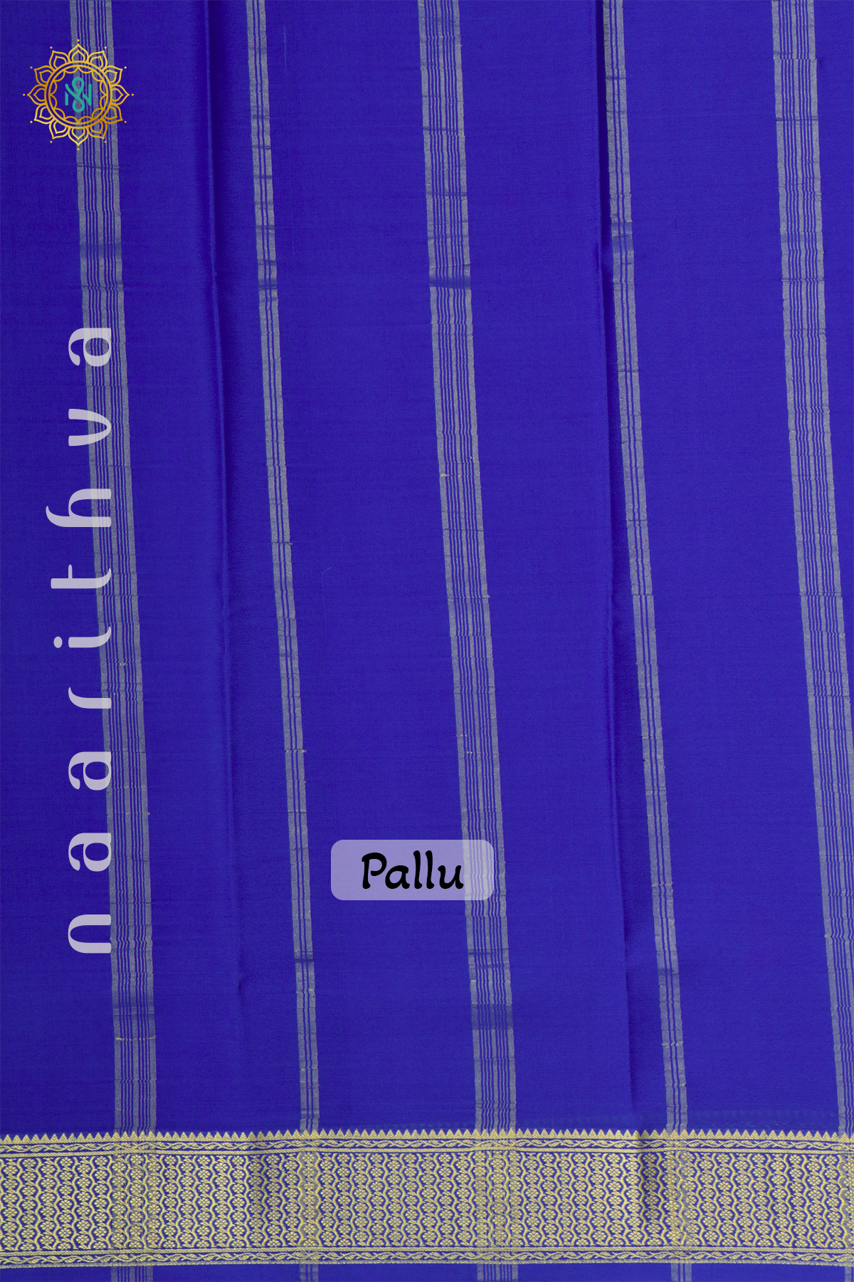 AQUA BLUE WITH ROYAL BLUE - PURE MYSORE CREPE SILK