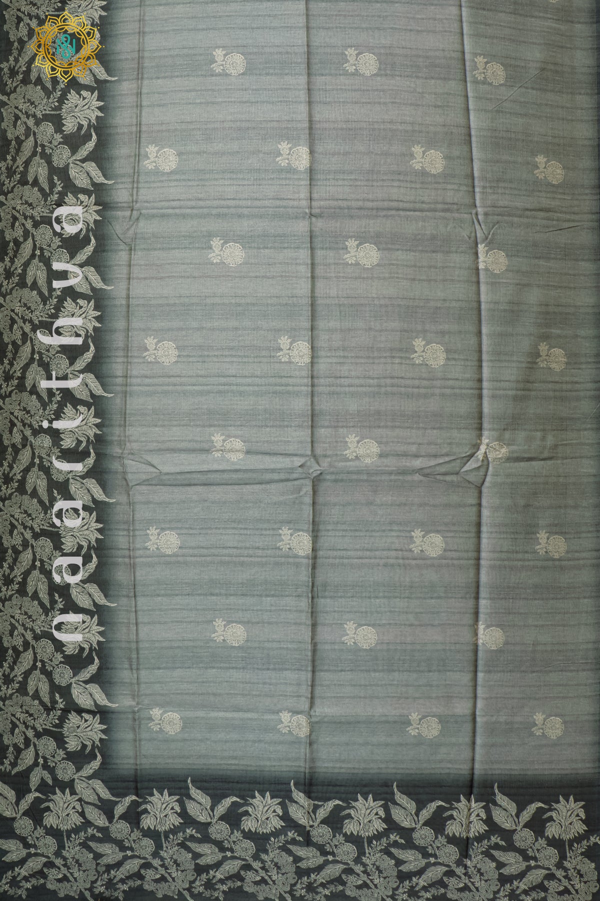 LIGHT GREY WITH DARK GREY - SEMI TUSSAR SILK