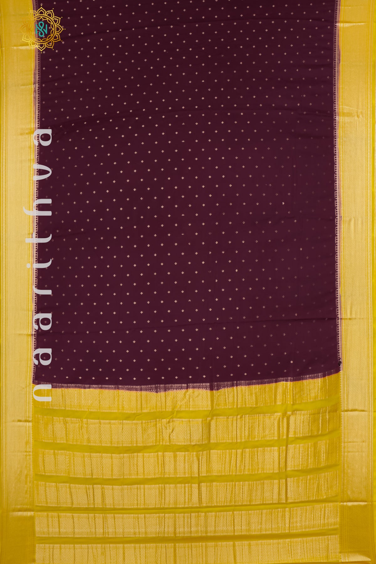 WINE WITH YELLOW - SEMI MYSORE CREPE SILK