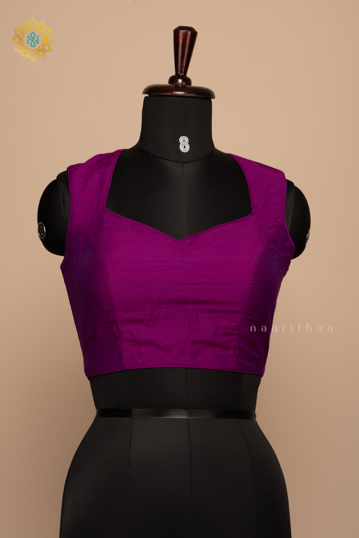 Dual Shade of Purple - Plain Raw Silk Sleeveless Readymade Blouse