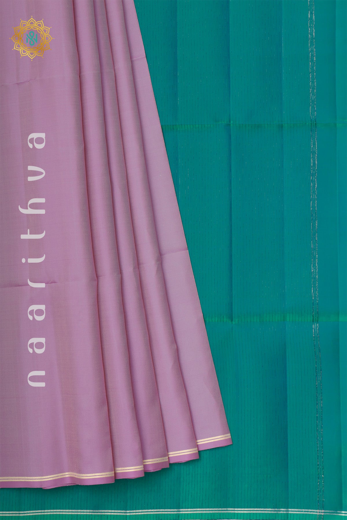 LIGHT PINK WITH CYAN BLUE - PURE KANJIVARAM SOFT SILK