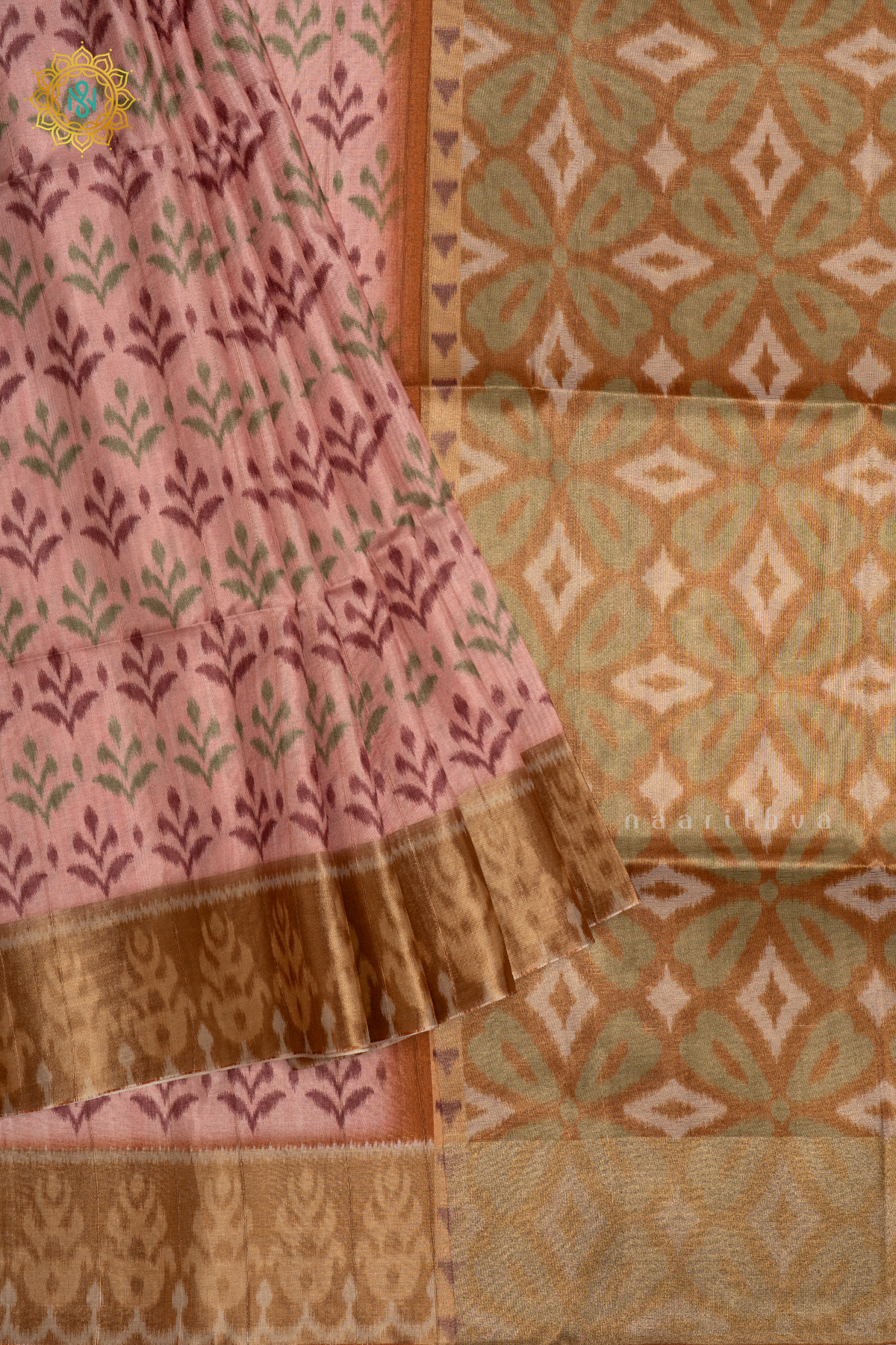 PEACHISH PINK WITH YELLOW - KOTHA TUSSAR