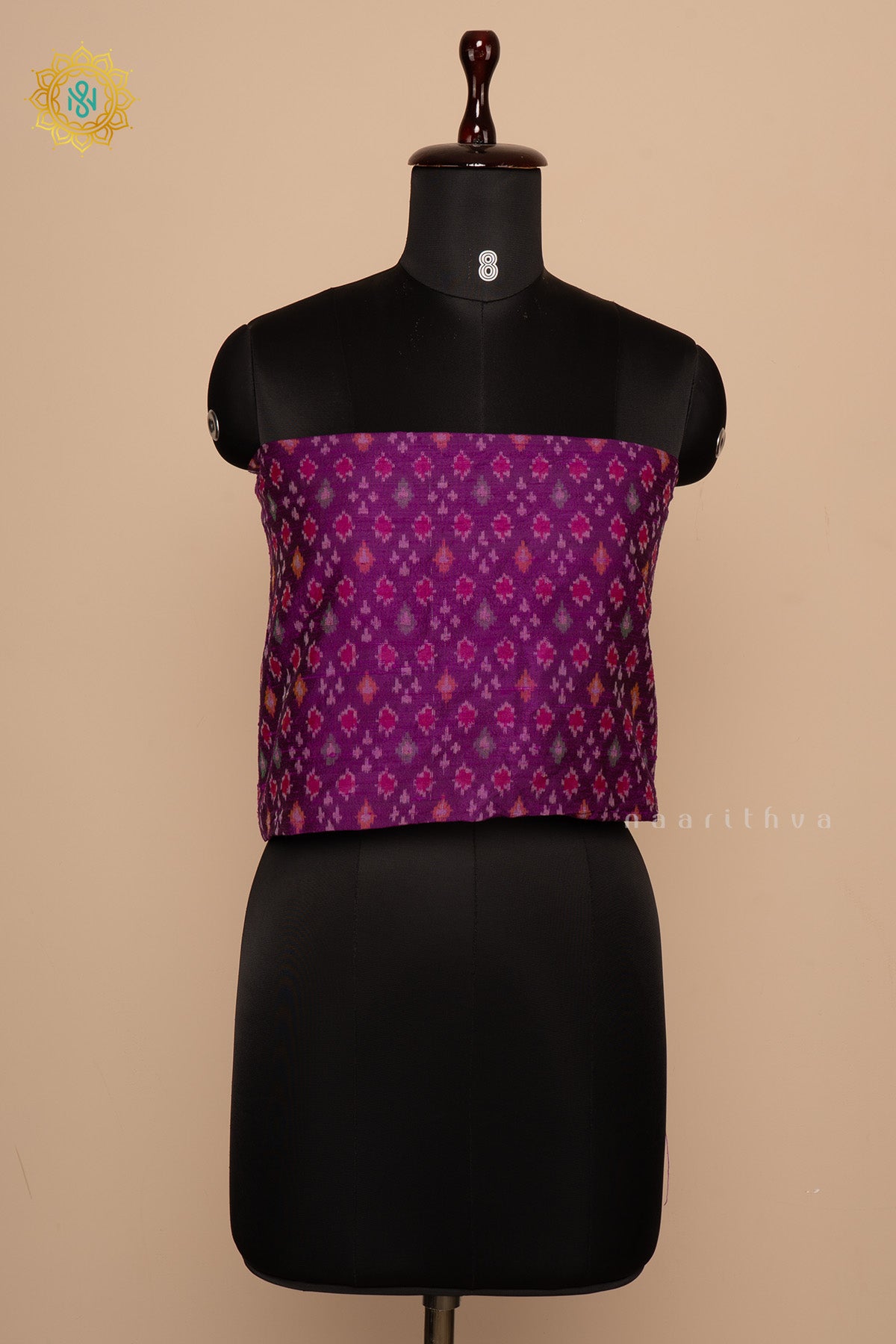 Wine - Ikkat Woven Pure Silk Blouse Fabric