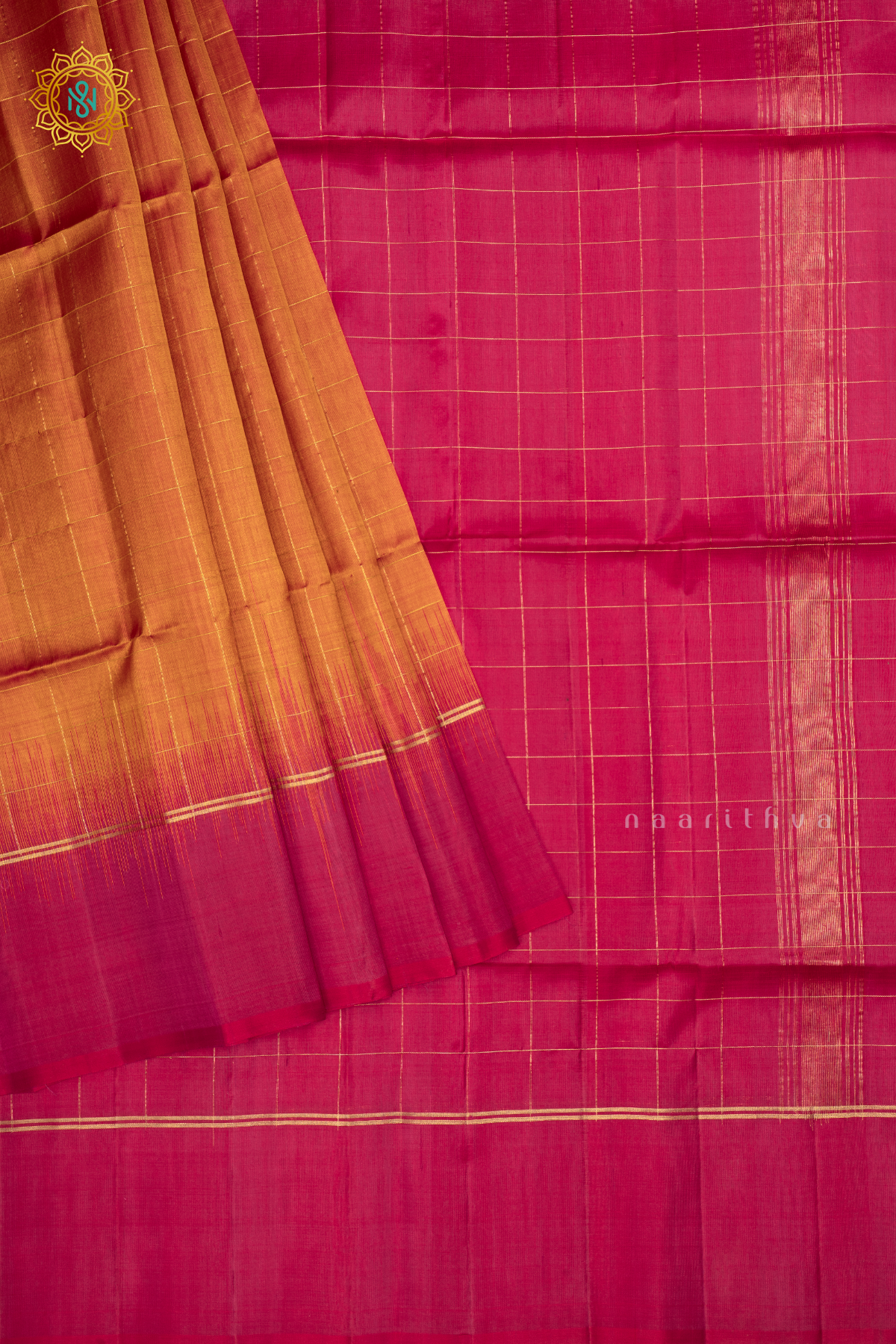 Yellow With Pink Pure Kanjiavaram Soft Silk Saree with Zari Checks All Over And Contrast Border