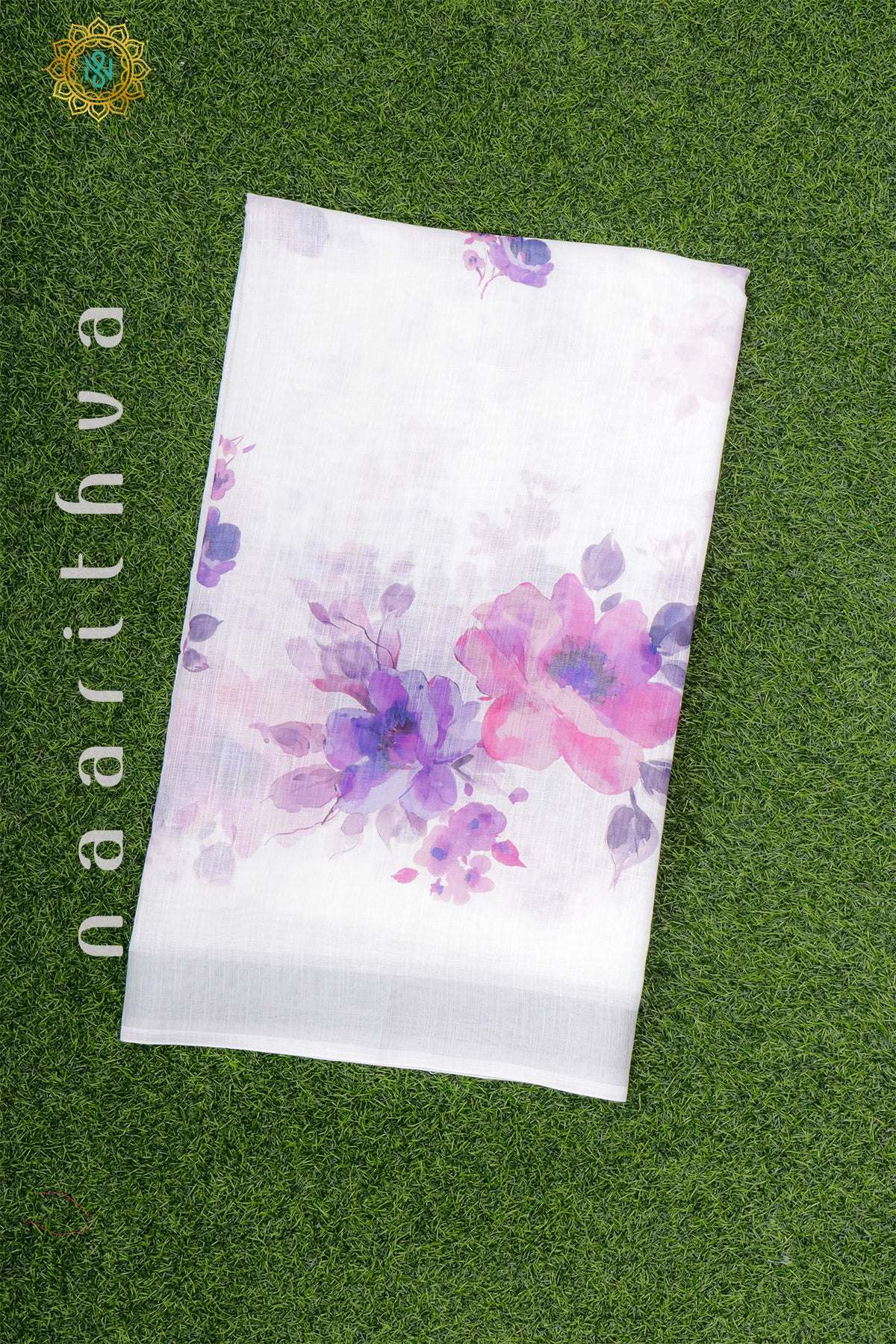 WHITE WITH PURPLE - LINEN BY COTTON