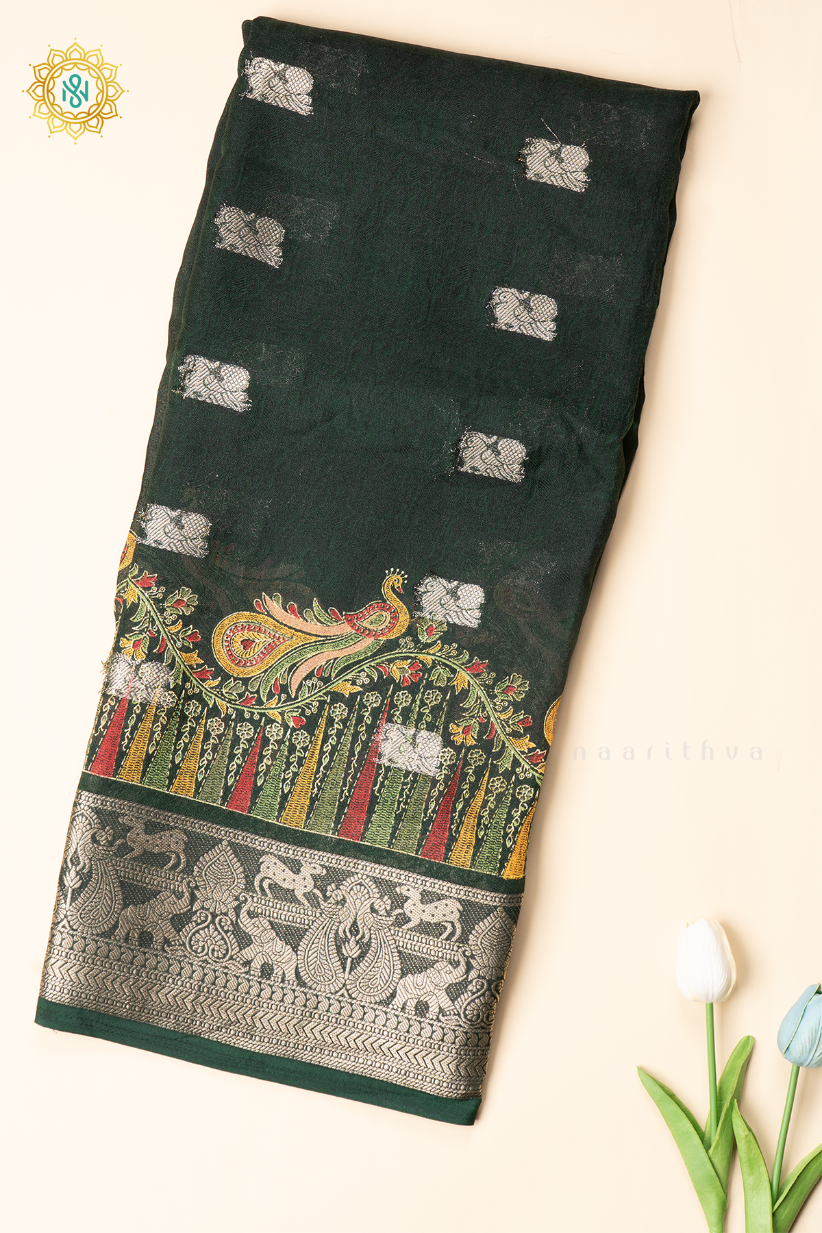 BOTTLE GREEN - SEMI GEORGETTE