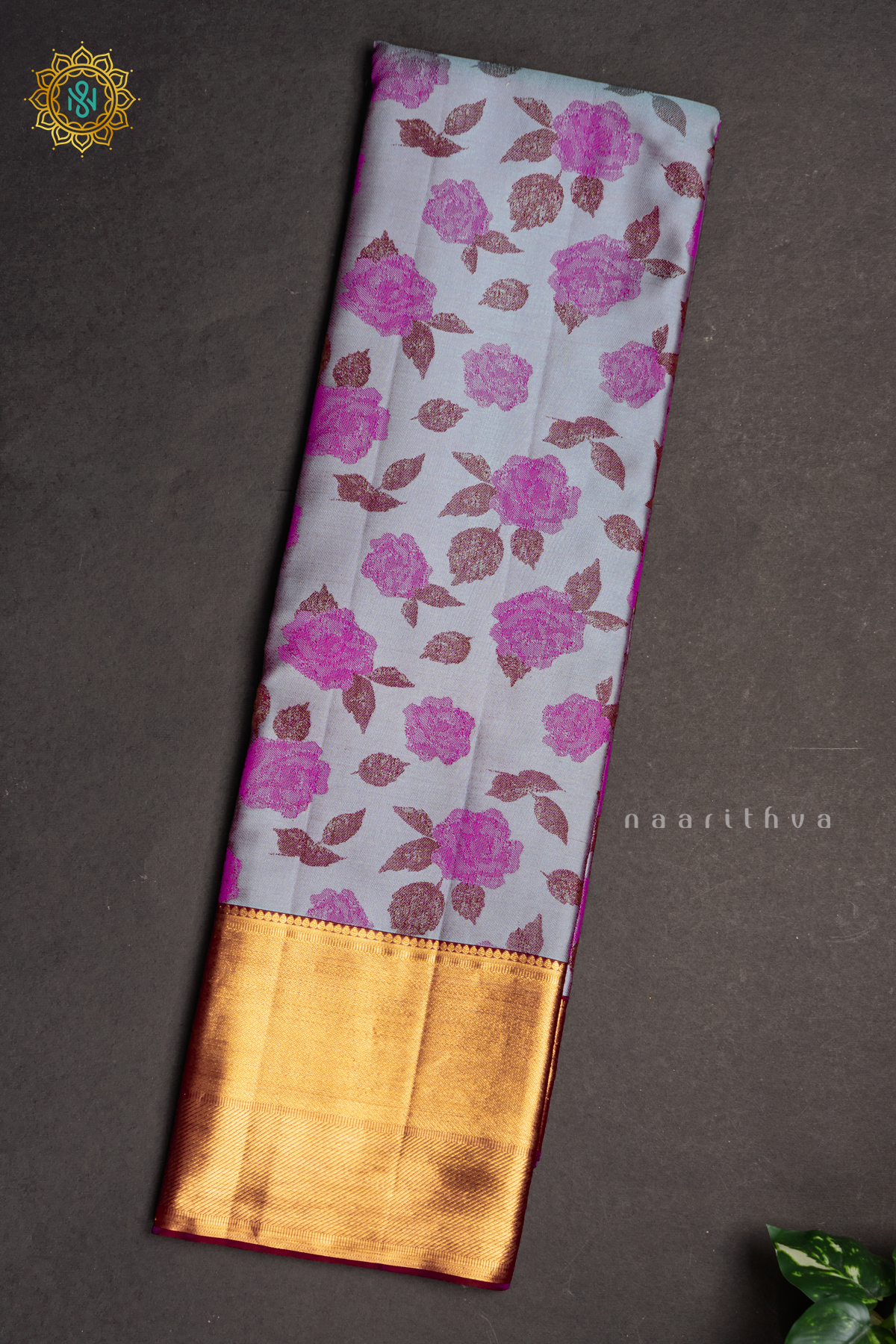AQUA BLUE WITH WINE - PURE KANJIVARAM SILK