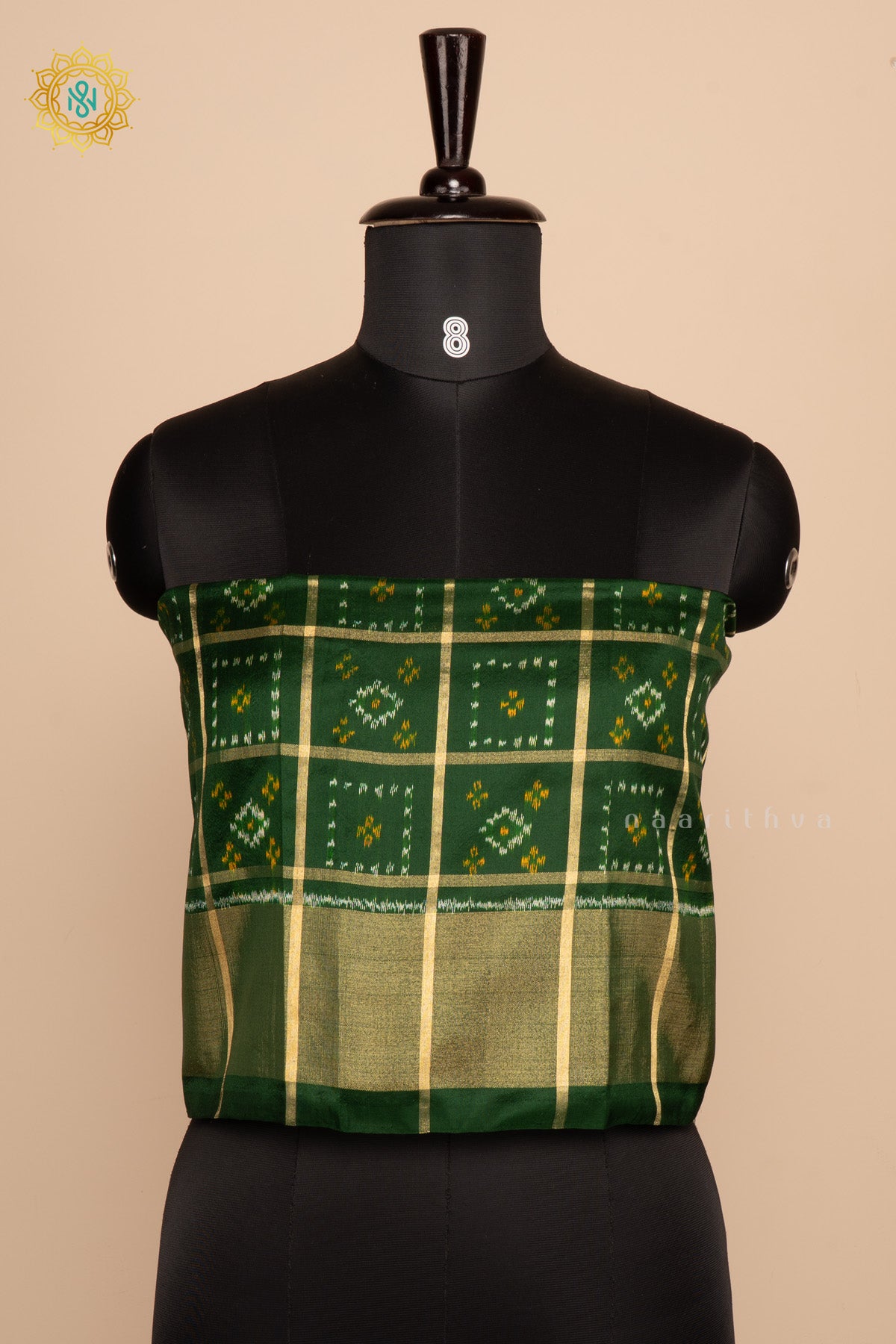 Green Ikkat Pure Silk Bit All-Over Ikat-Woven Body