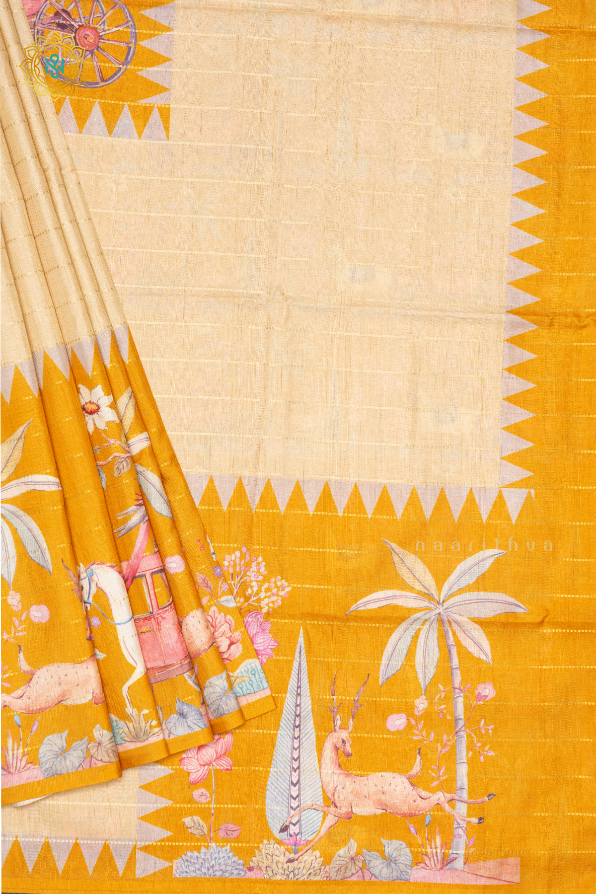 LIGHT YELLOW WITH MANGO YELLOW - SEMI TUSSAR