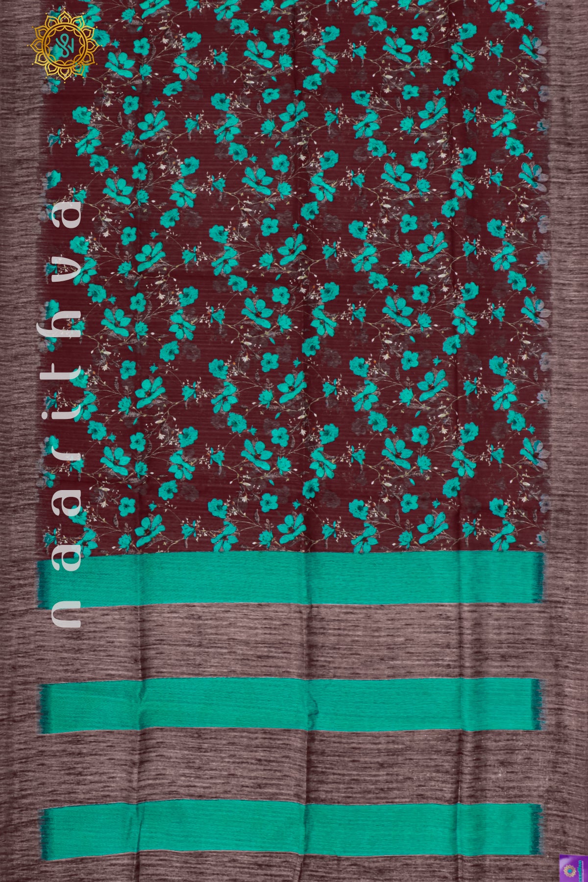 BROWN WITH GREEN - JUTE COTTON