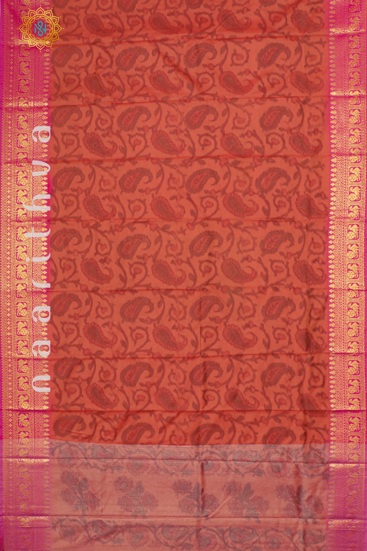 PINKISH ORANGE WITH PINK - SILK COTTON