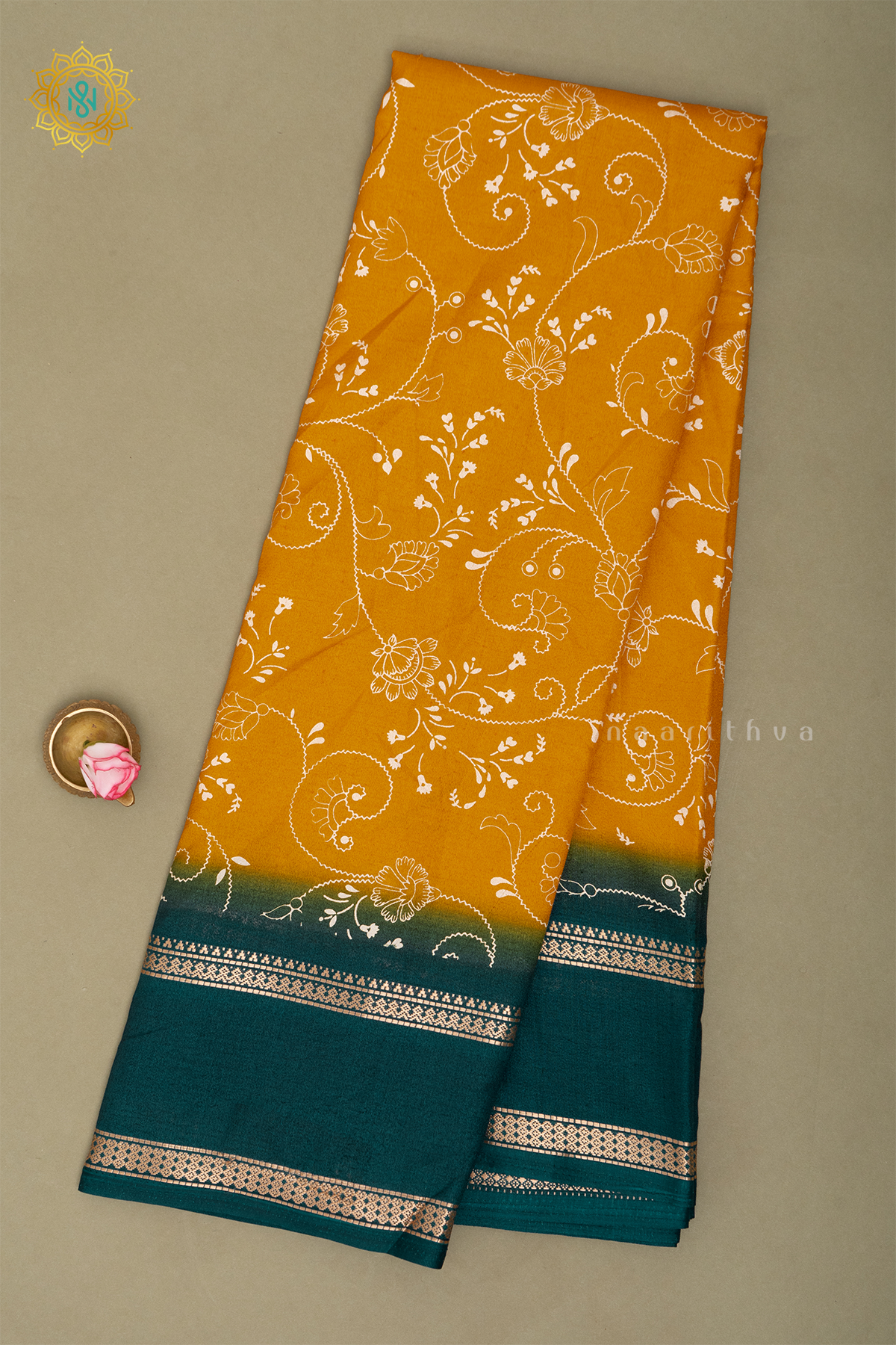YELLOW WITH GREEN - DOLA SILK