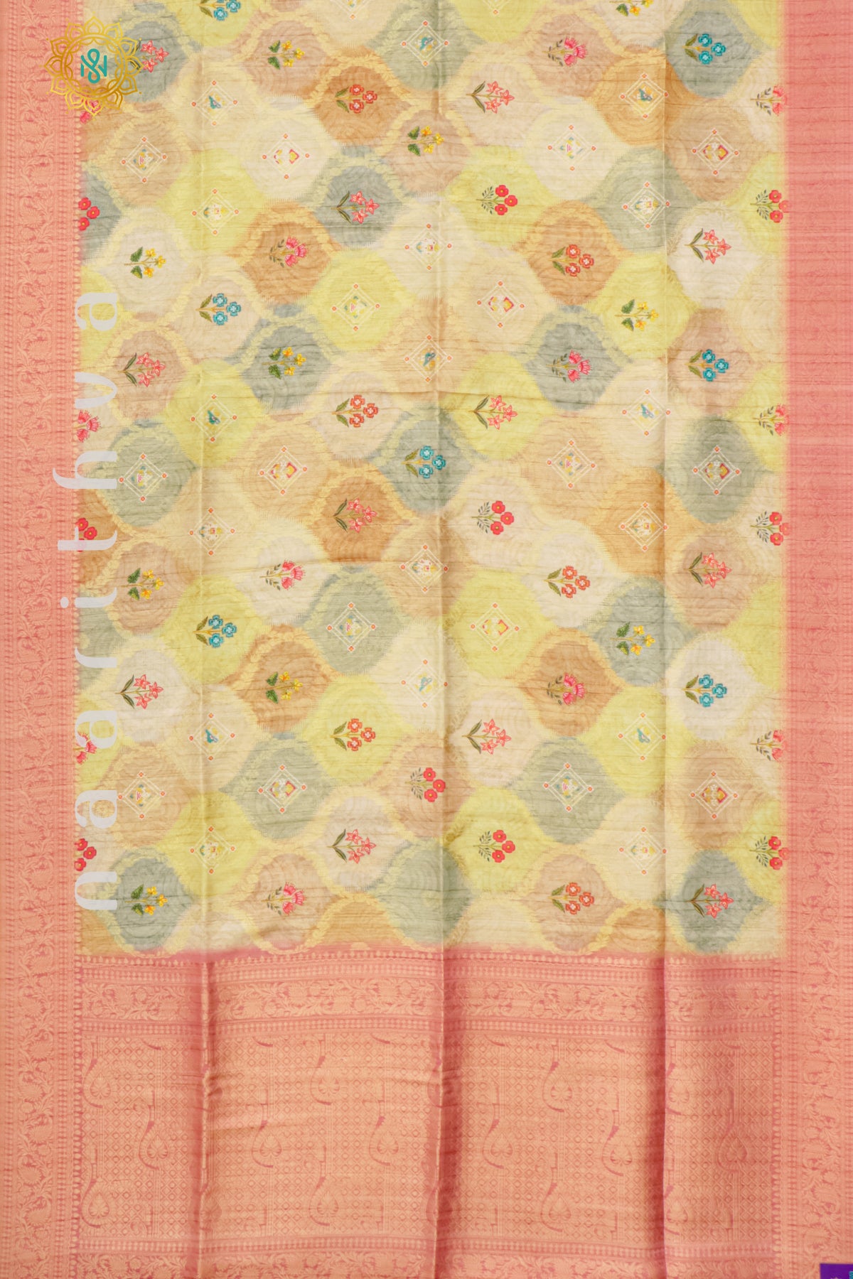 YELLOW WITH PINK - CHANDERI SILK COTTON